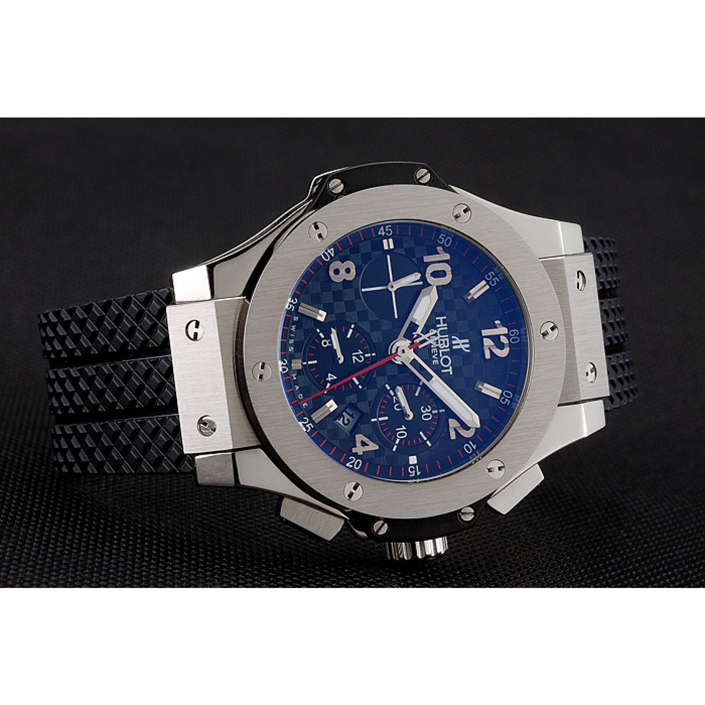 Swiss Hublot Big Bang Carbon Effect Dial Silver Case Black Rubber Bracelet 1453899