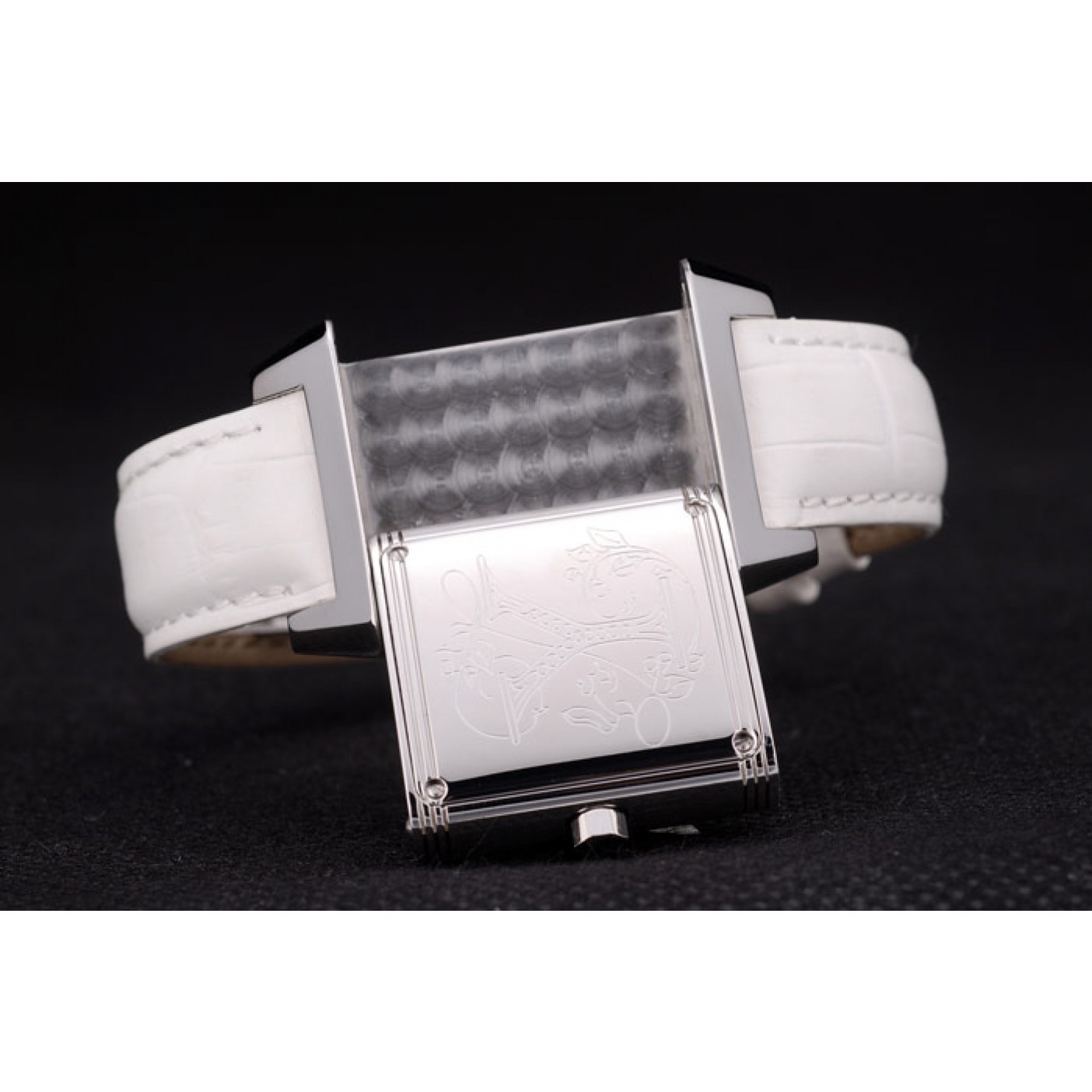 Jaeger le Coultre Reverso Squadro Lady White Leather Strap Pearl Dial 41970