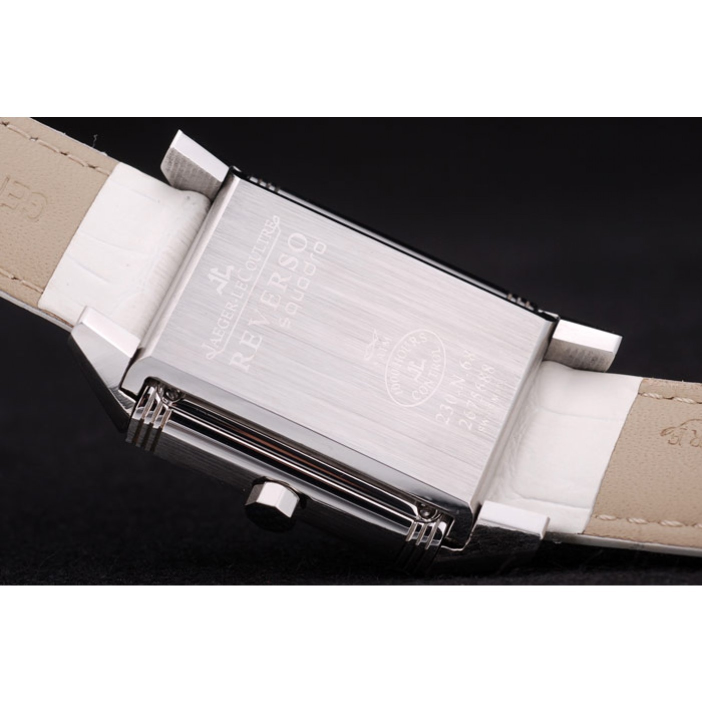 Jaeger le Coultre Reverso Squadro Lady White Leather Strap Pearl Dial 41970