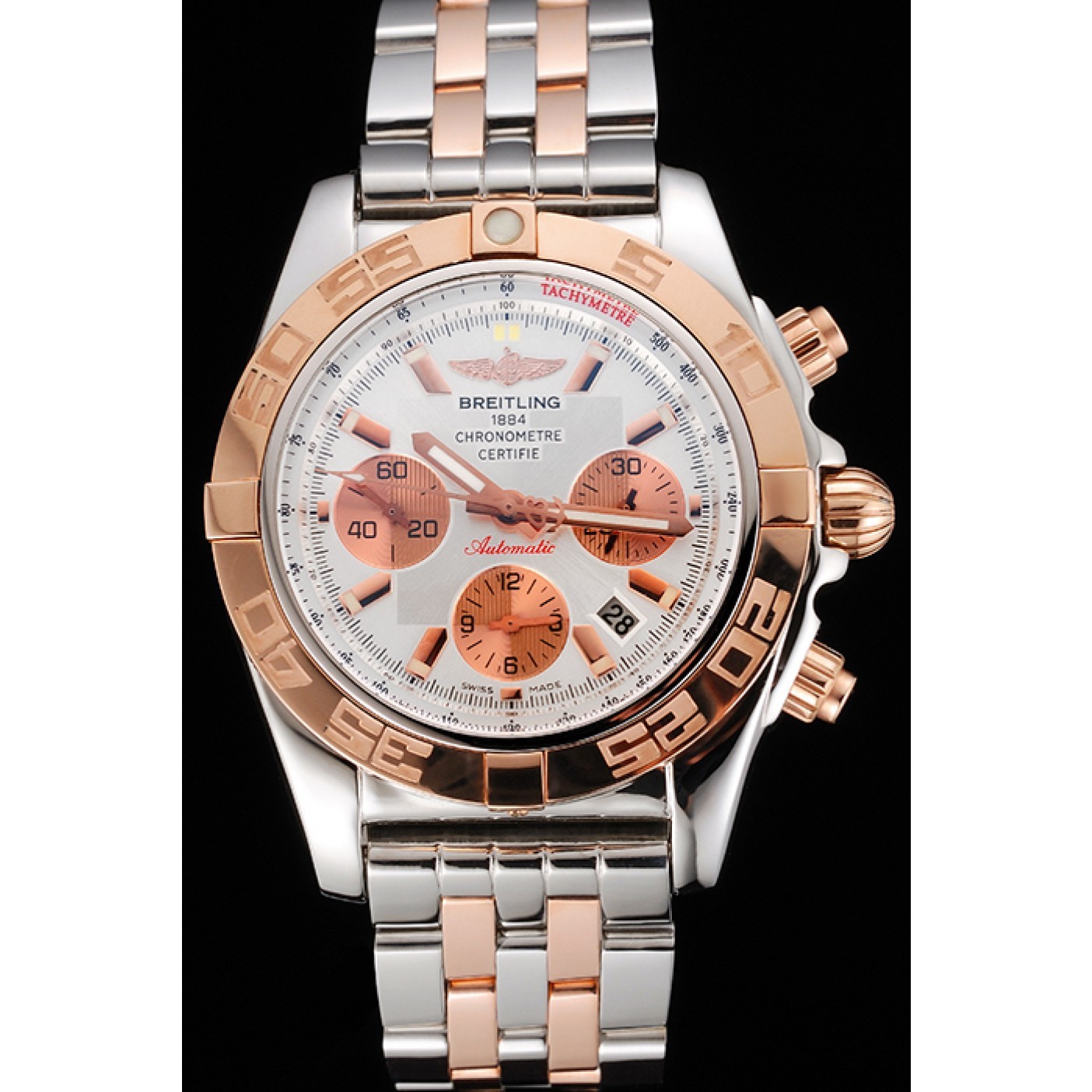 Swiss Breitling Certifie Stainless Steel Bezel White Dial 80288