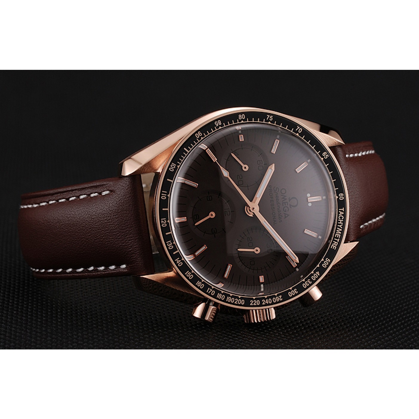 Swiss Omega Speedmaster Professional Brown Dial Gold Case Brown Leather Bracelet 1453939