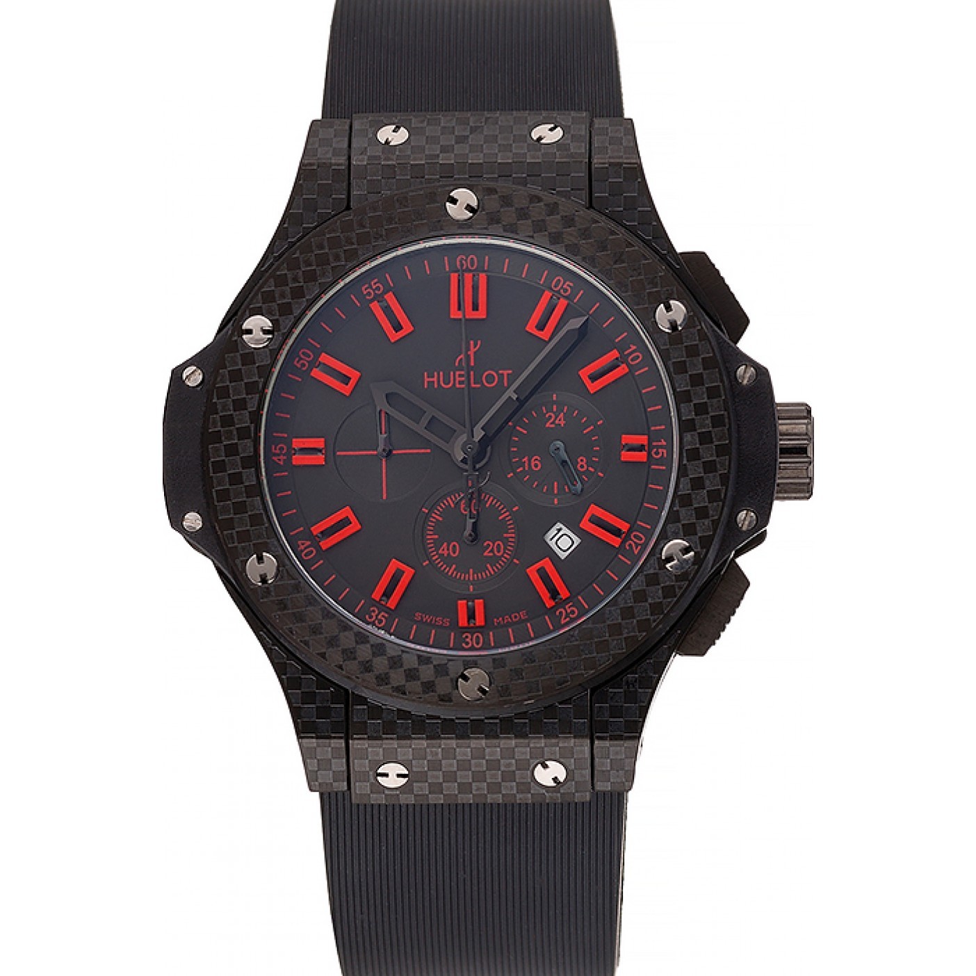 Hublot Big Bang Carbon Dial With Red Markings Carbon Case And Bezel Black Rubber Strap 622775