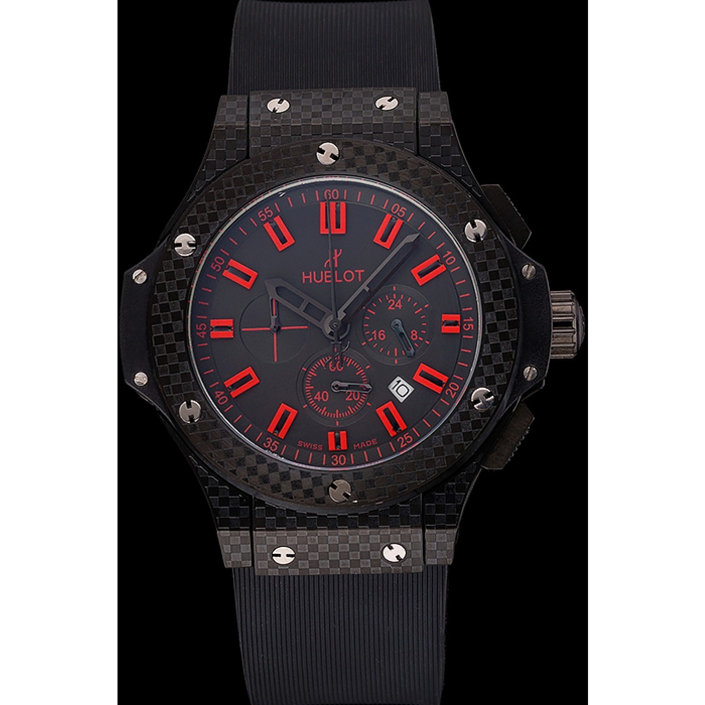 Hublot Big Bang Carbon Dial With Red Markings Carbon Case And Bezel Black Rubber Strap 622775