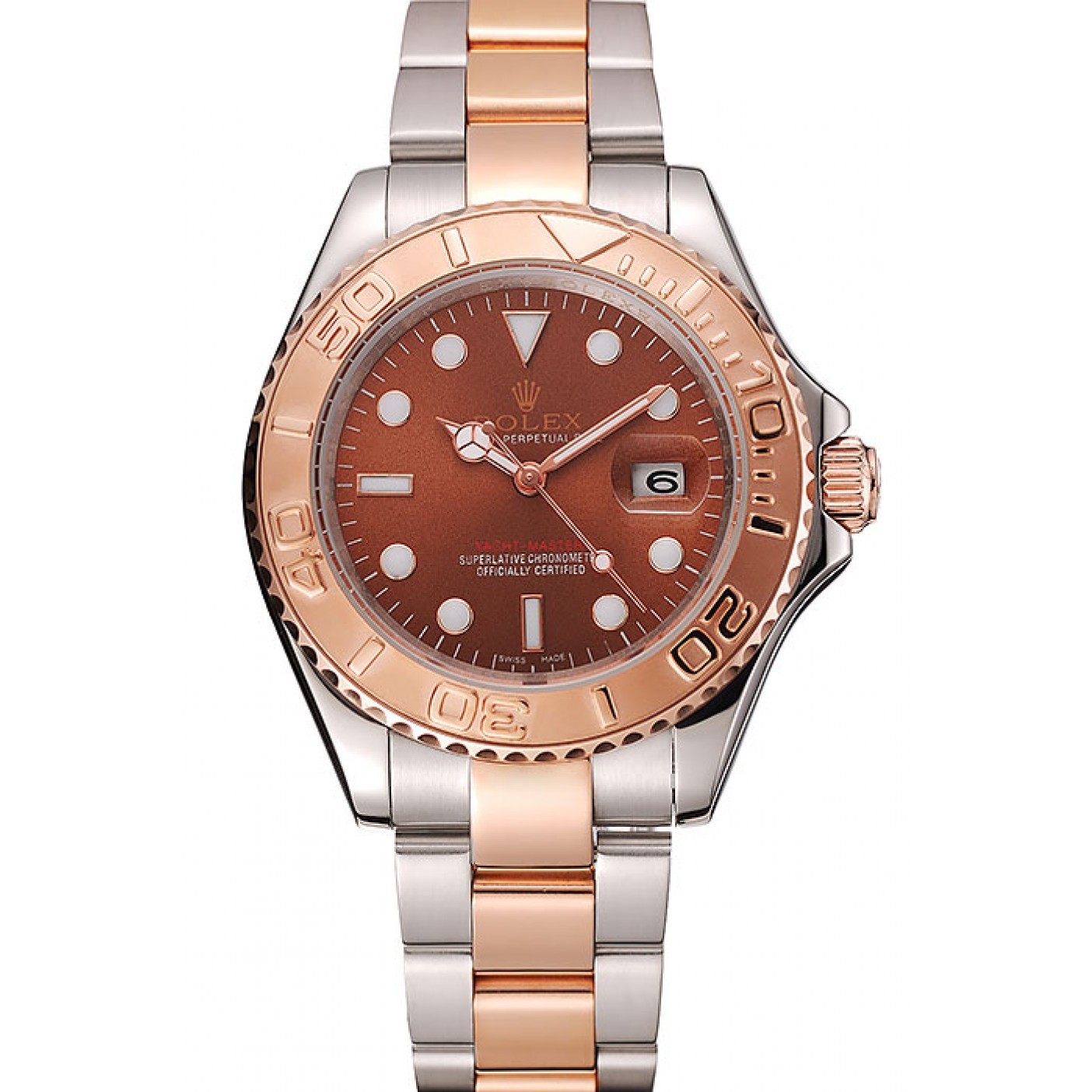 RepTime Watches Rolex Yacht Master Rose Gold Dial Two Tone Stainless Steel Bracelet 1453864