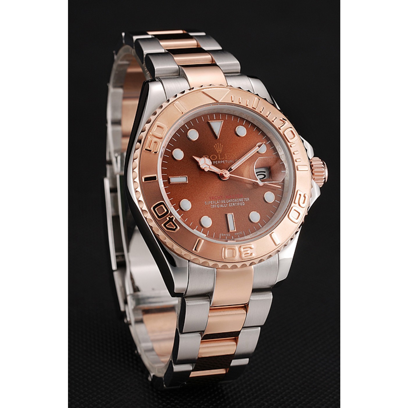 RepTime Watches Rolex Yacht Master Rose Gold Dial Two Tone Stainless Steel Bracelet 1453864