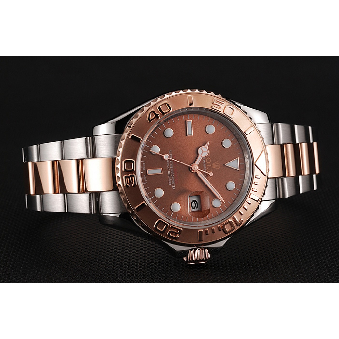 RepTime Watches Rolex Yacht Master Rose Gold Dial Two Tone Stainless Steel Bracelet 1453864