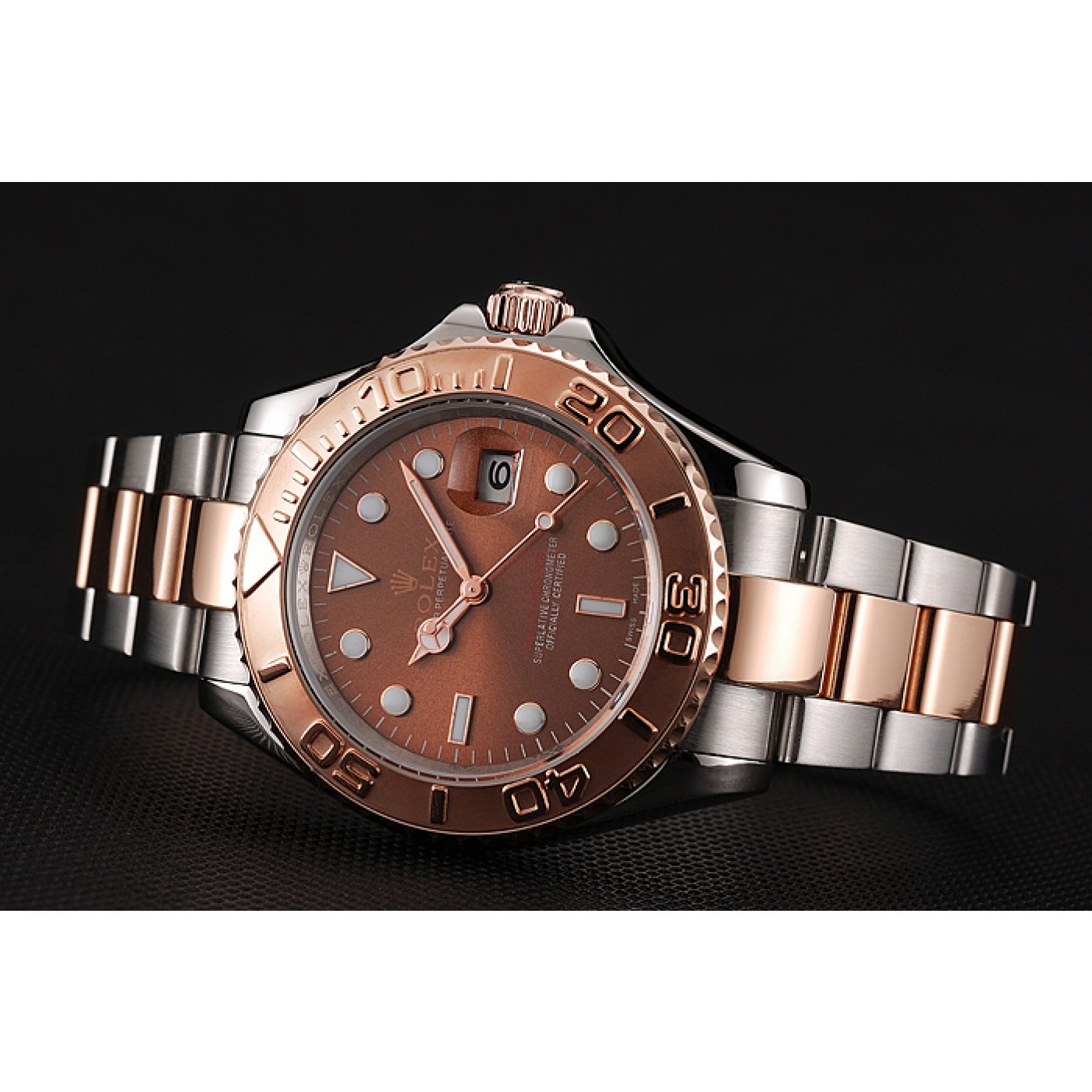 RepTime Watches Rolex Yacht Master Rose Gold Dial Two Tone Stainless Steel Bracelet 1453864