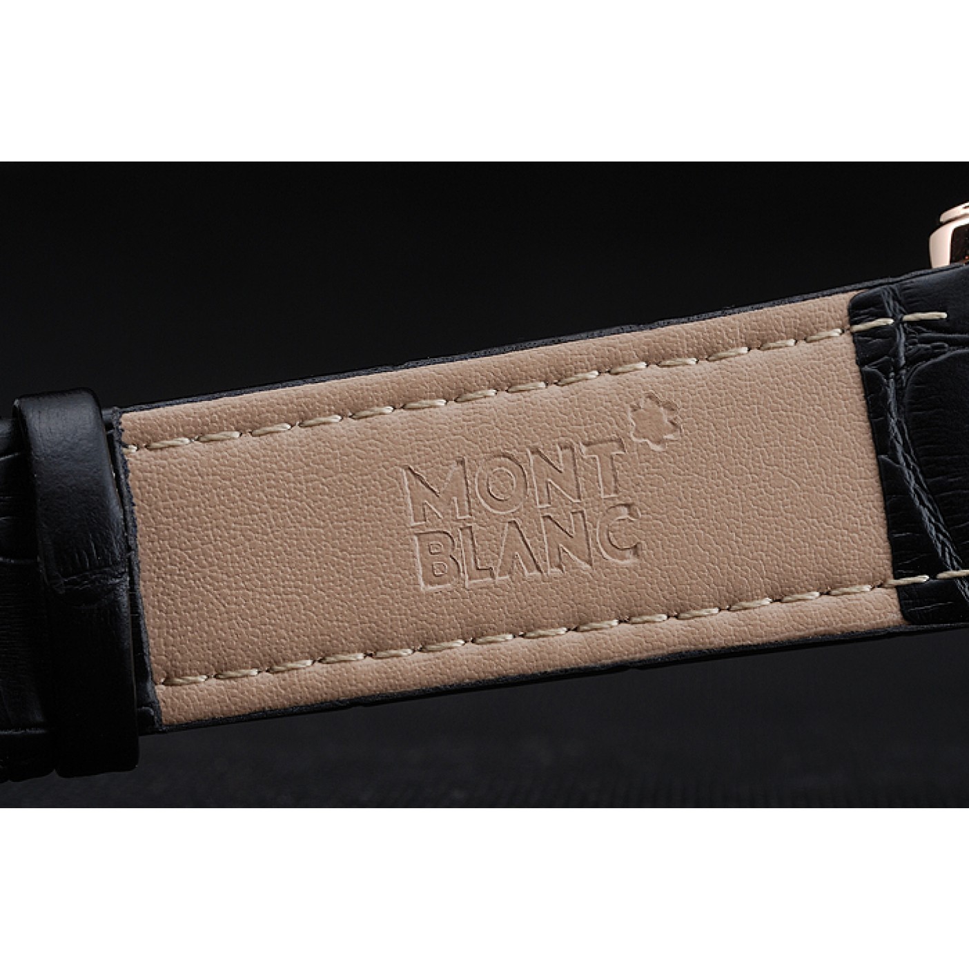 Montblanc Chronograph Black Dial Black Leather Bracelet Rose-Gold Case 1454110