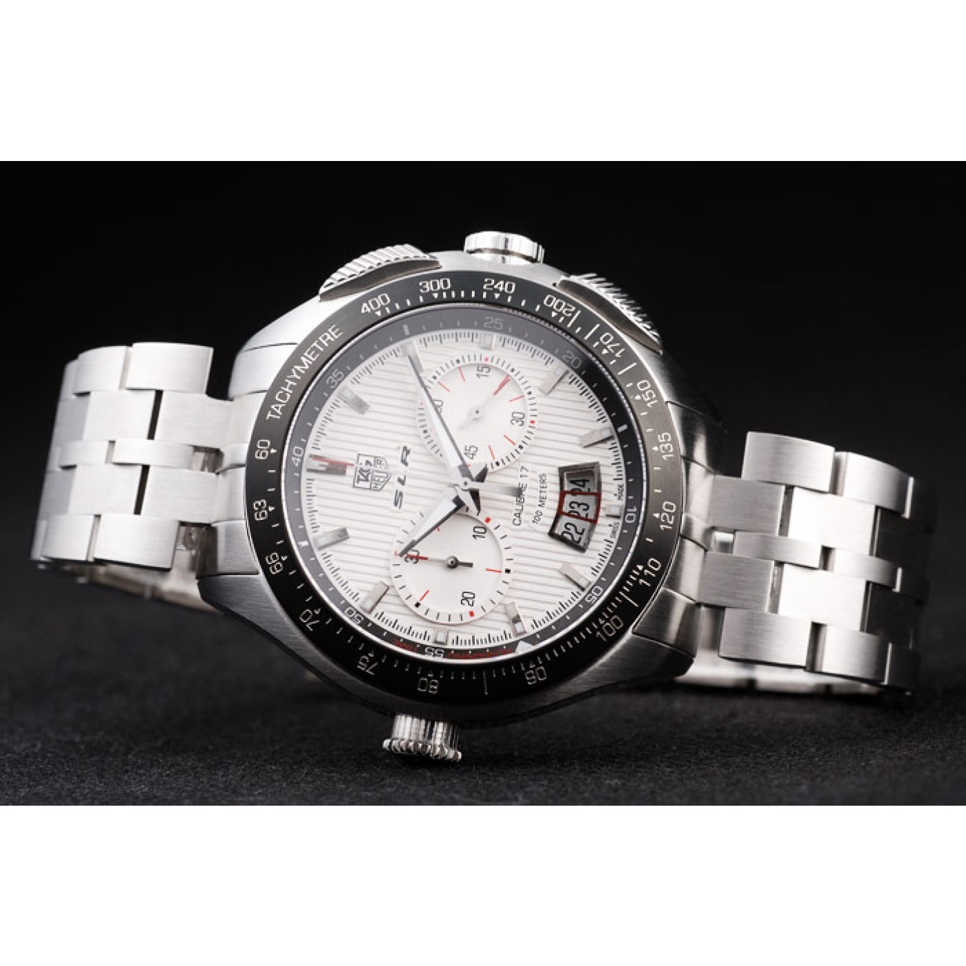 Tag Heuer Swiss SLR Tachymeter Bezel Stainless Steel White Dial