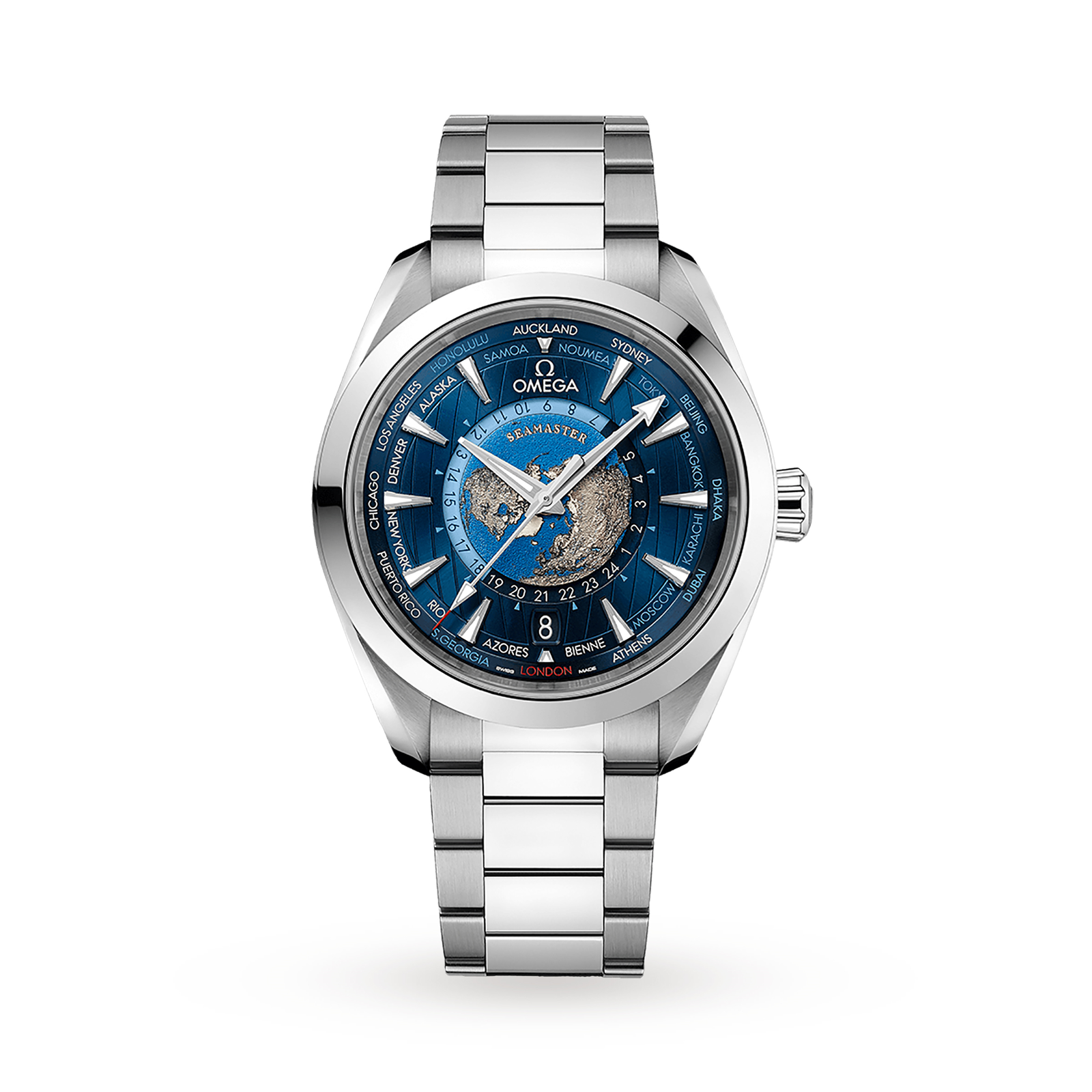 Swiss Omega Seamaster Aqua Terra 150m Co-Axial GMT Worldtimer 43mm Mens Watch O22010432203001