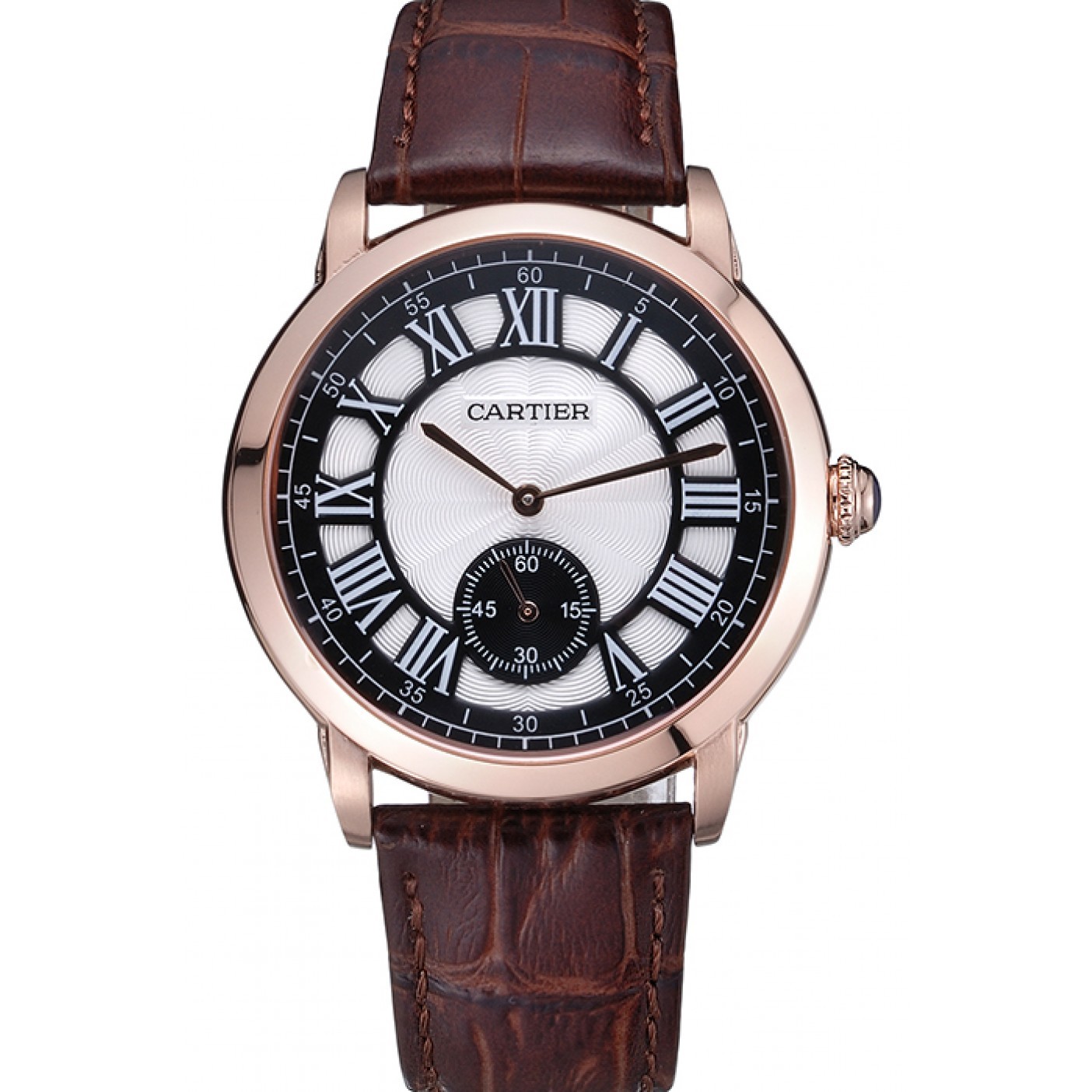 Cartier Ronde Louis White Dial Brown Leather Strap 621976