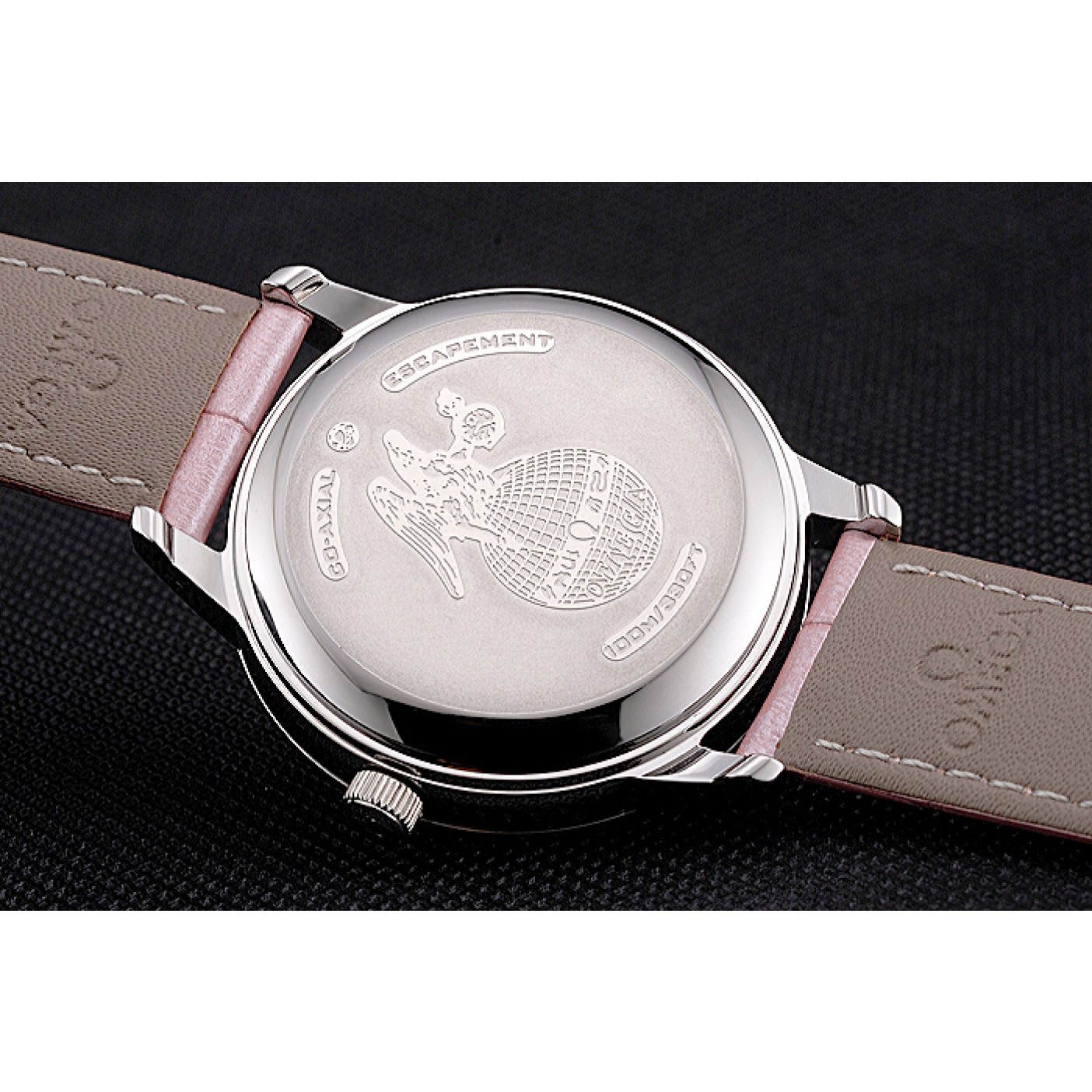 Omega DeVille Prestige Co-Axial Diamond Silver Case Mother-Of-Pearl Dial Pink Leather Strap