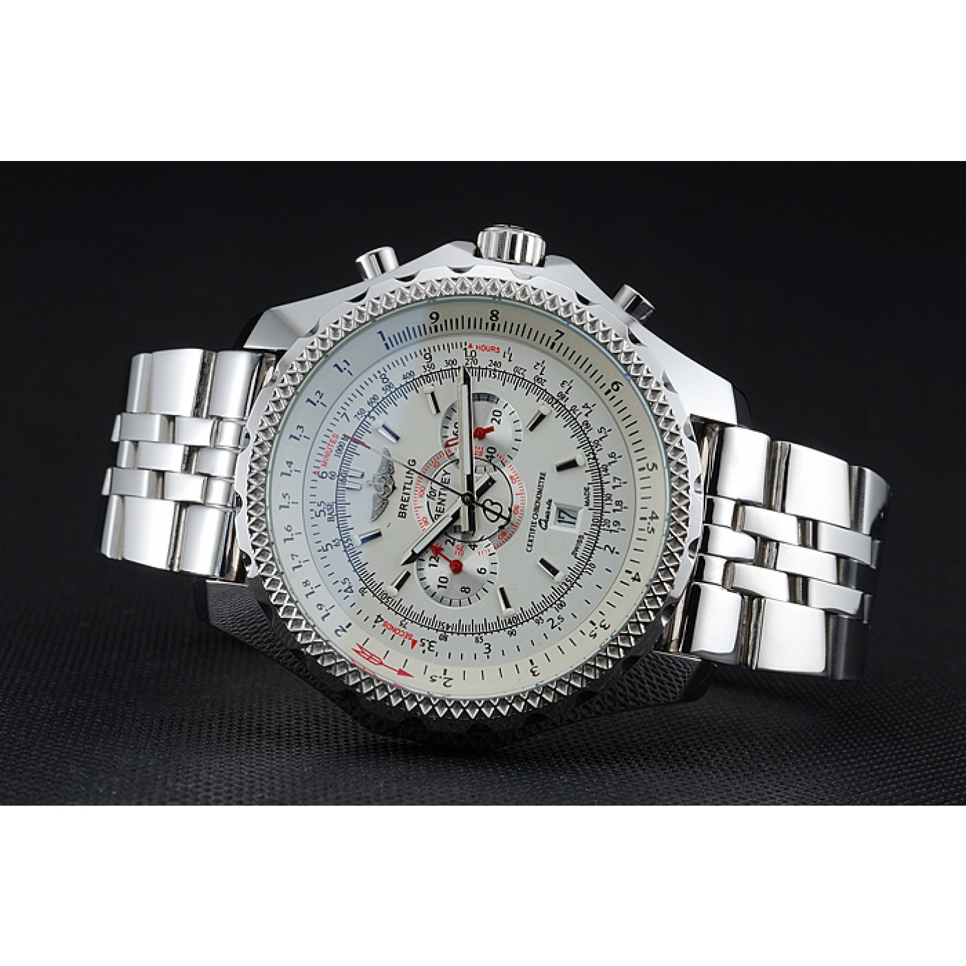 Breitling Bentley Chronograph White Dial Stainless Steel Strap