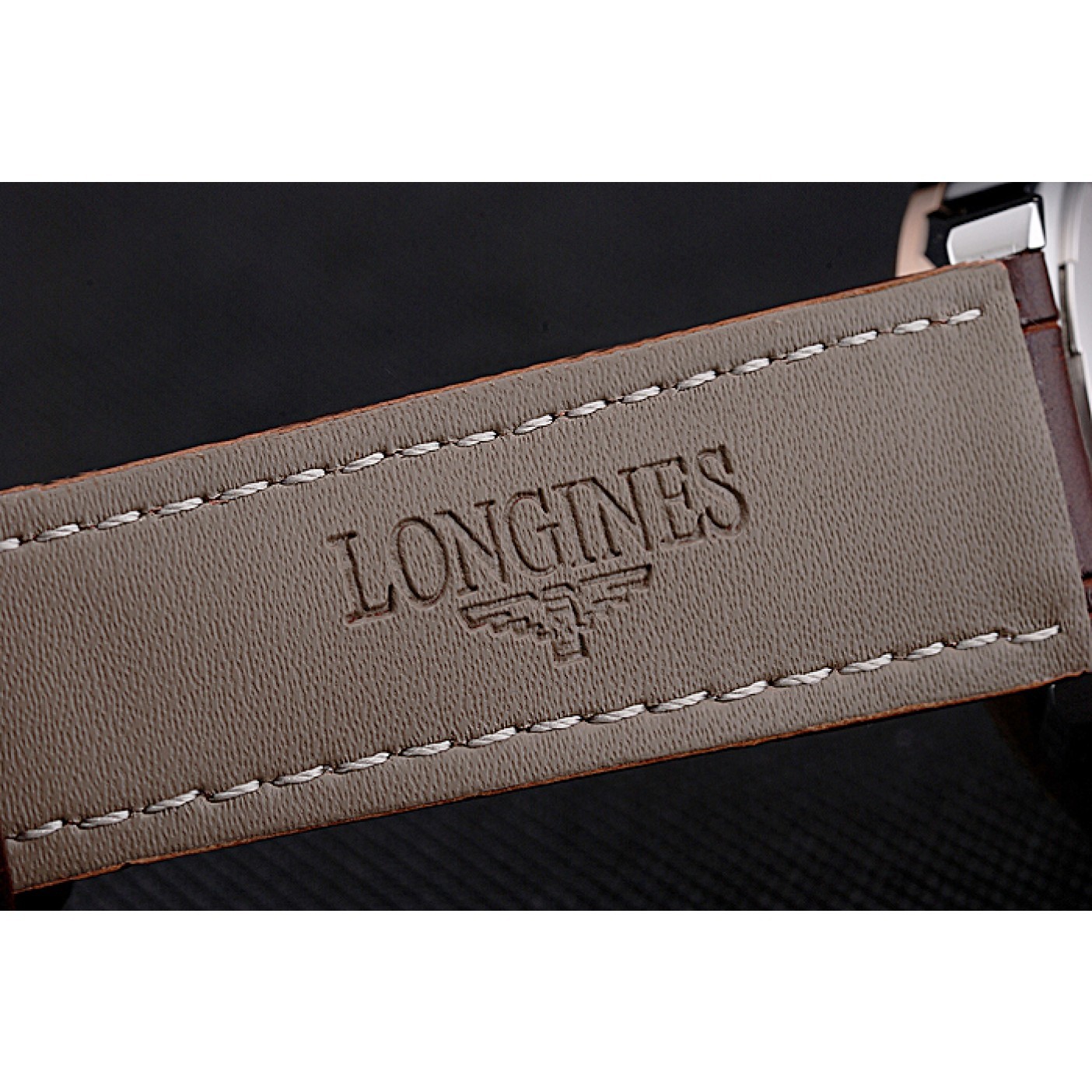 Longines Column Wheel Black Dial Two Tone Case Brown Leather Strap