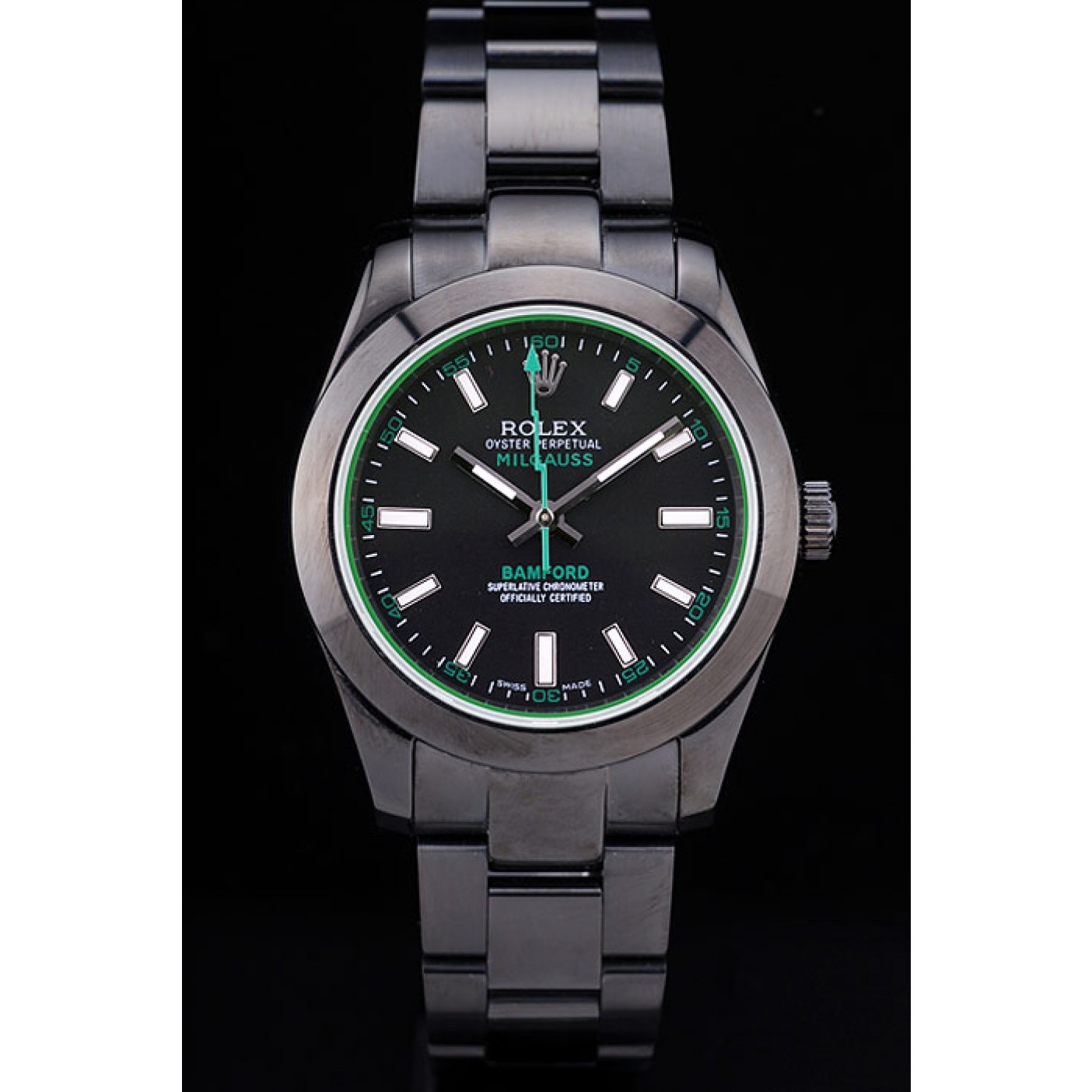 Rolex Milgaus Bamford Ion Plated Stainless Steel Bezel Black Dial 7476