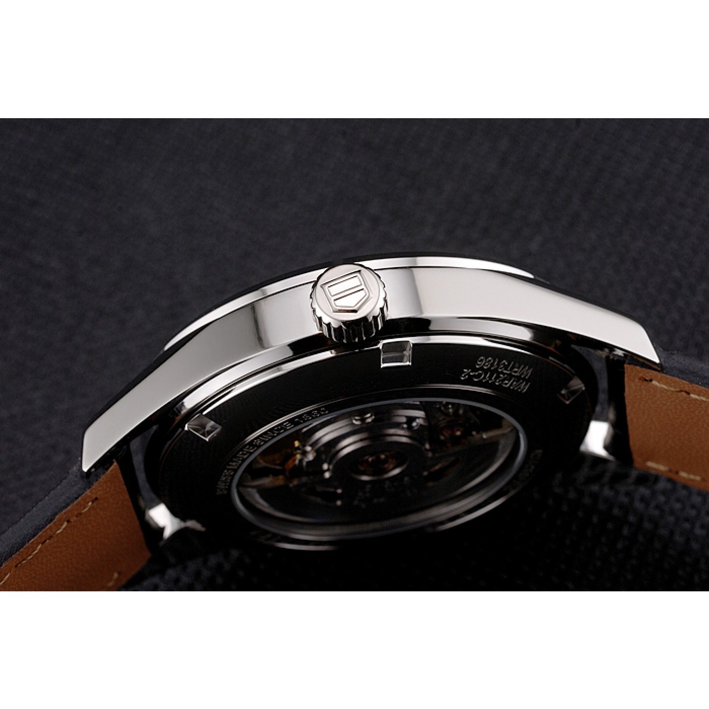 Swiss Tag Heuer Carrera Calibre 5 Black Dial Stainless Steel Case Black Leather Strap