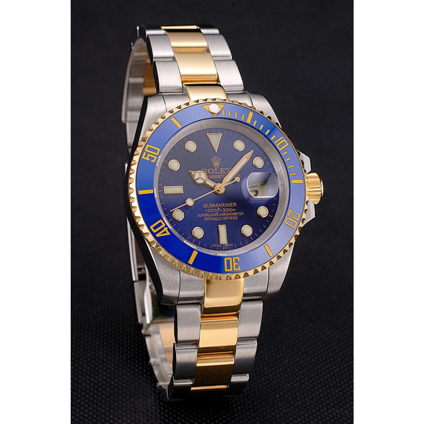 RepTime Watches Swiss Rolex Submariner Blue Dial And Bezel Two Tone Steel Gold Bracelet