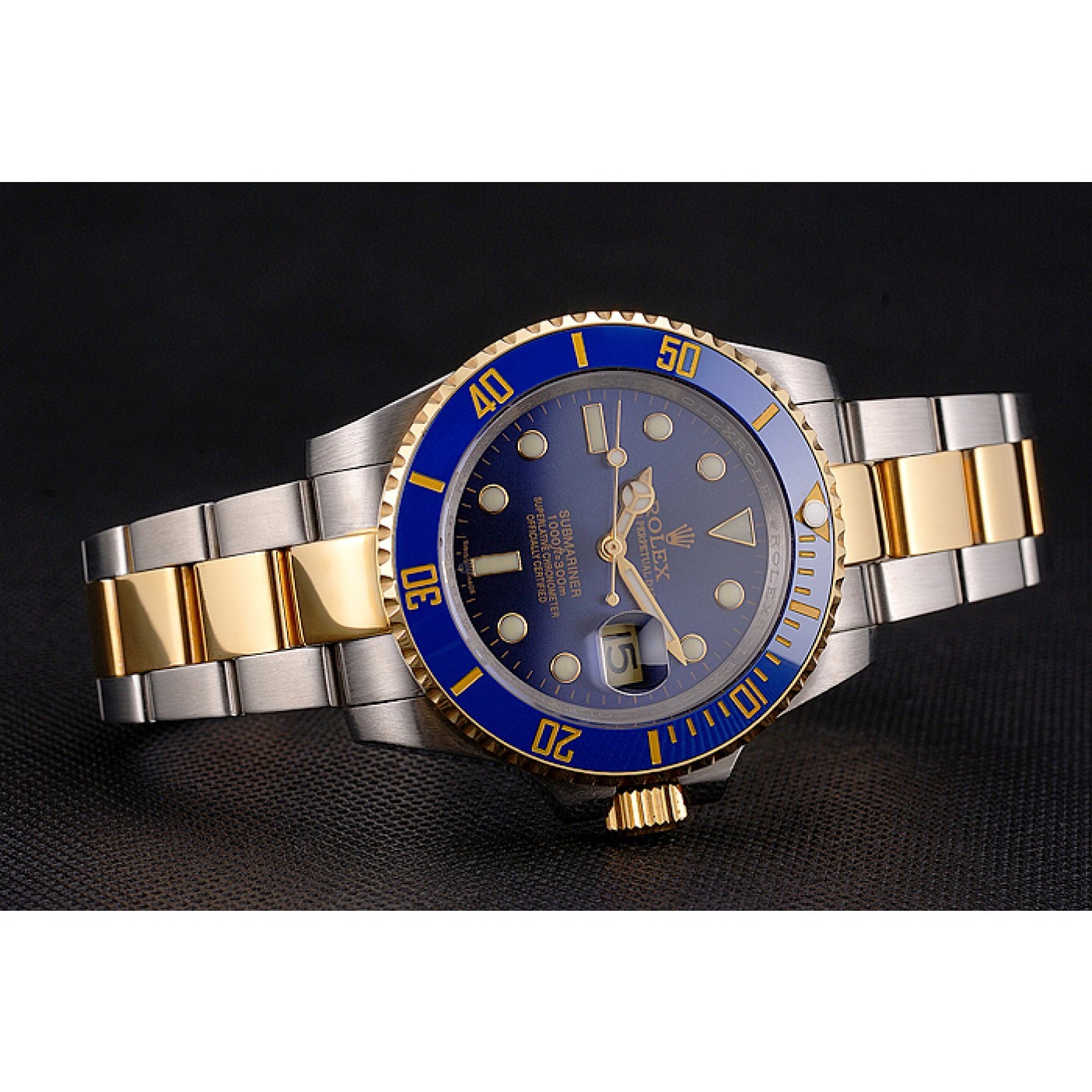 RepTime Watches Swiss Rolex Submariner Blue Dial And Bezel Two Tone Steel Gold Bracelet