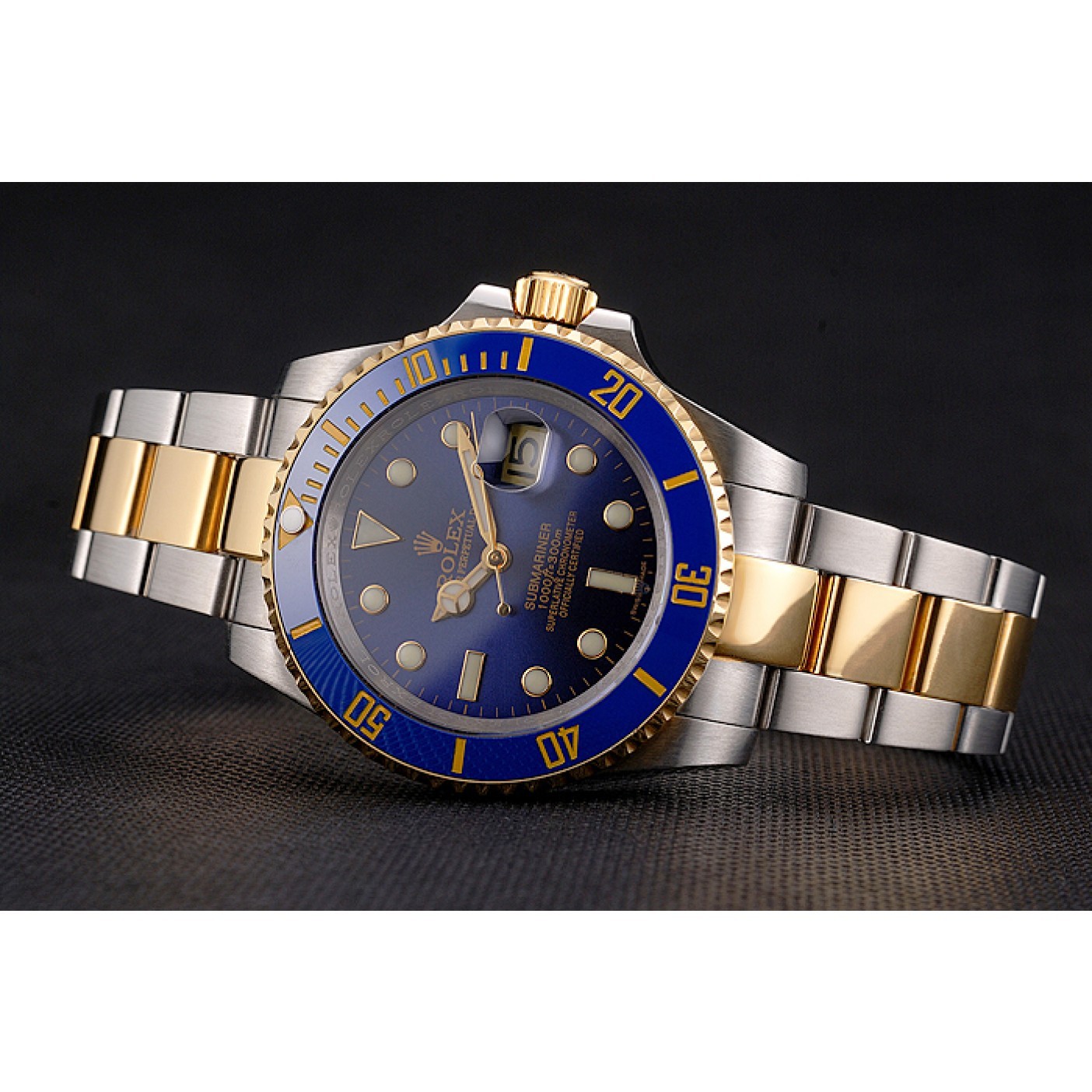 RepTime Watches Swiss Rolex Submariner Blue Dial And Bezel Two Tone Steel Gold Bracelet