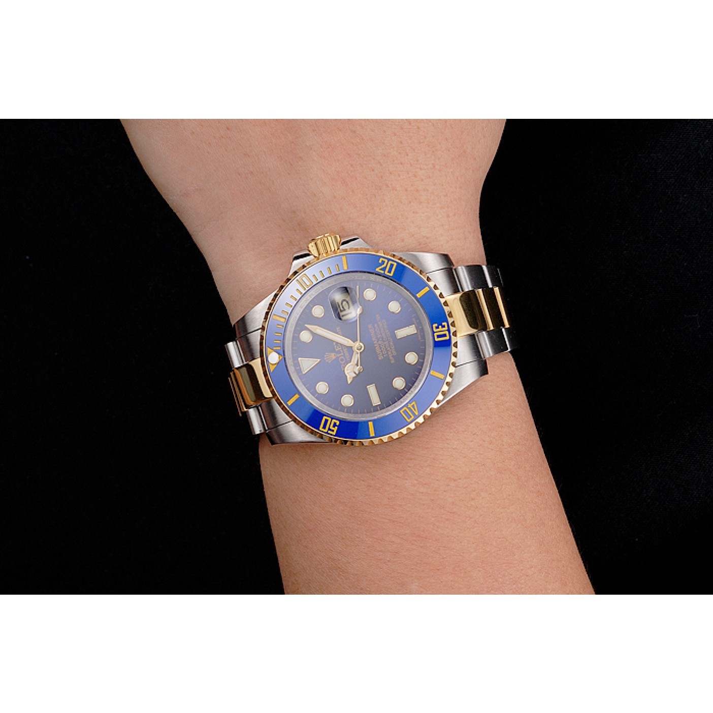 Swiss Rolex Submariner Blue Dial And Bezel Two Tone Steel Gold Bracelet