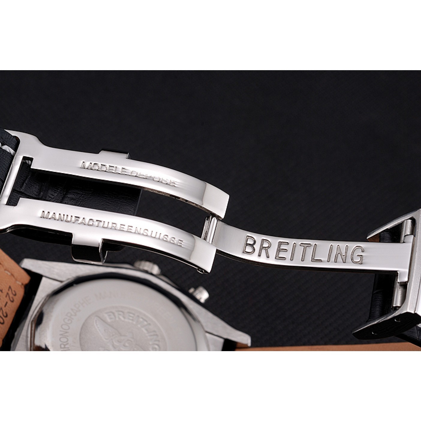 Breitling Chronomat Frecce Tricolori Black Dial Stainless Steel Case Black Leather Strap