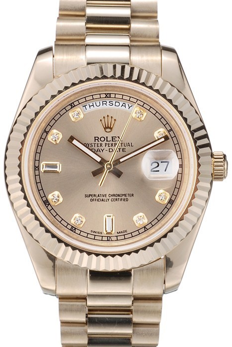 Rolex DayDate Gold Stainless Steel Ribbed Bezel Goldish Dial 41979