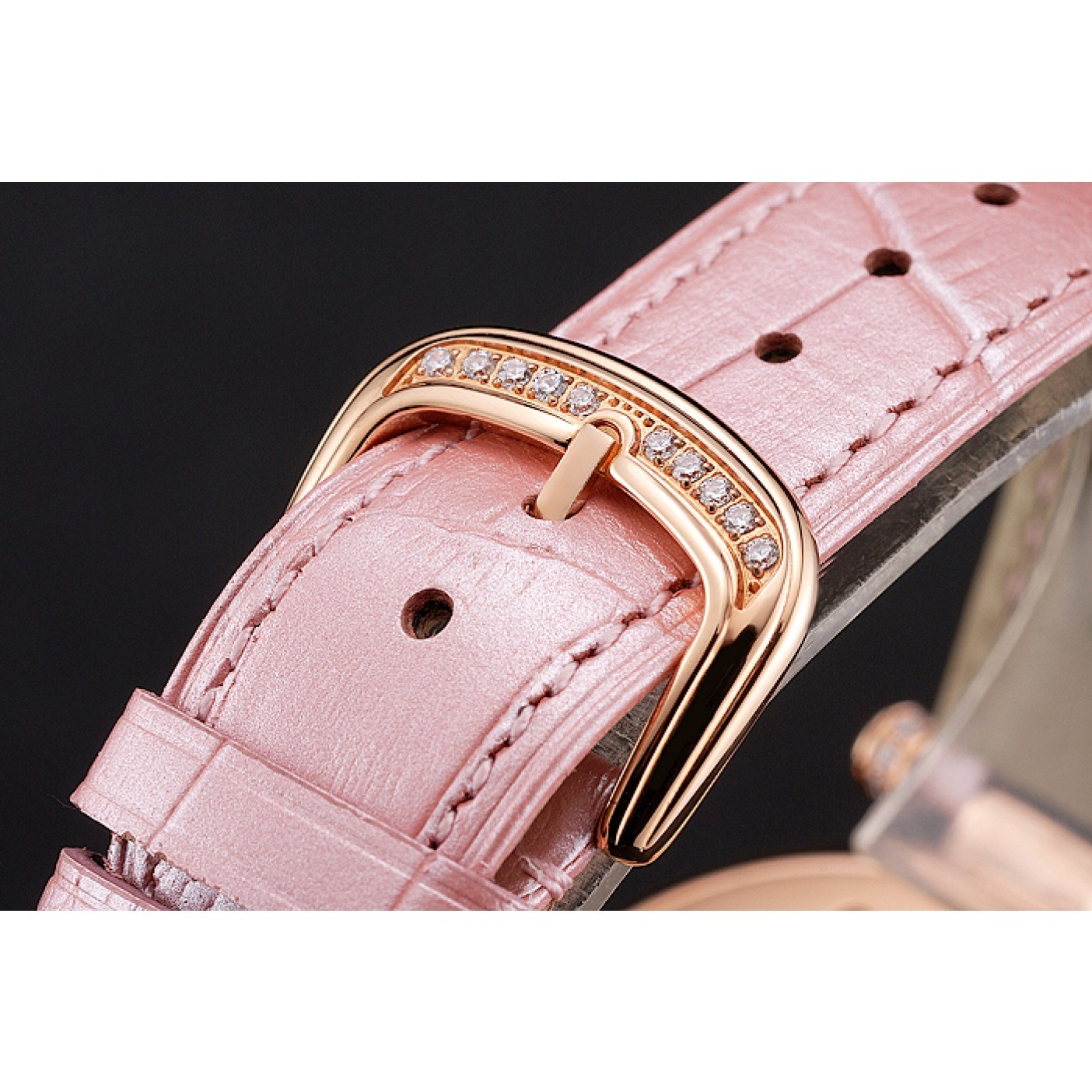 Franck Muller Double Mistery Ronde White Dial Rose Gold Case Light Pink Leather Strap