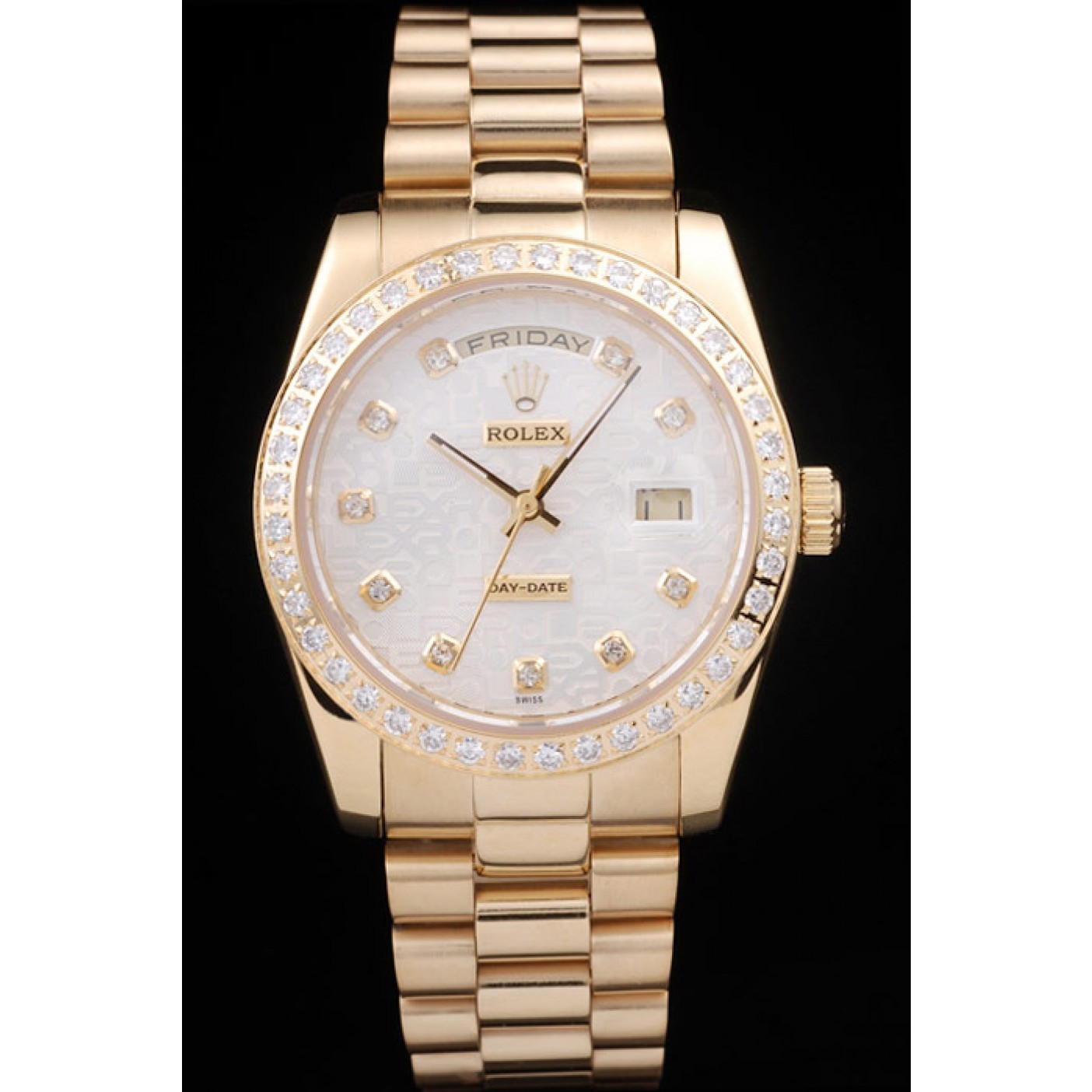 Rolex Day-Date 18k Yellow Gold Plated Stainless Steel White Dial