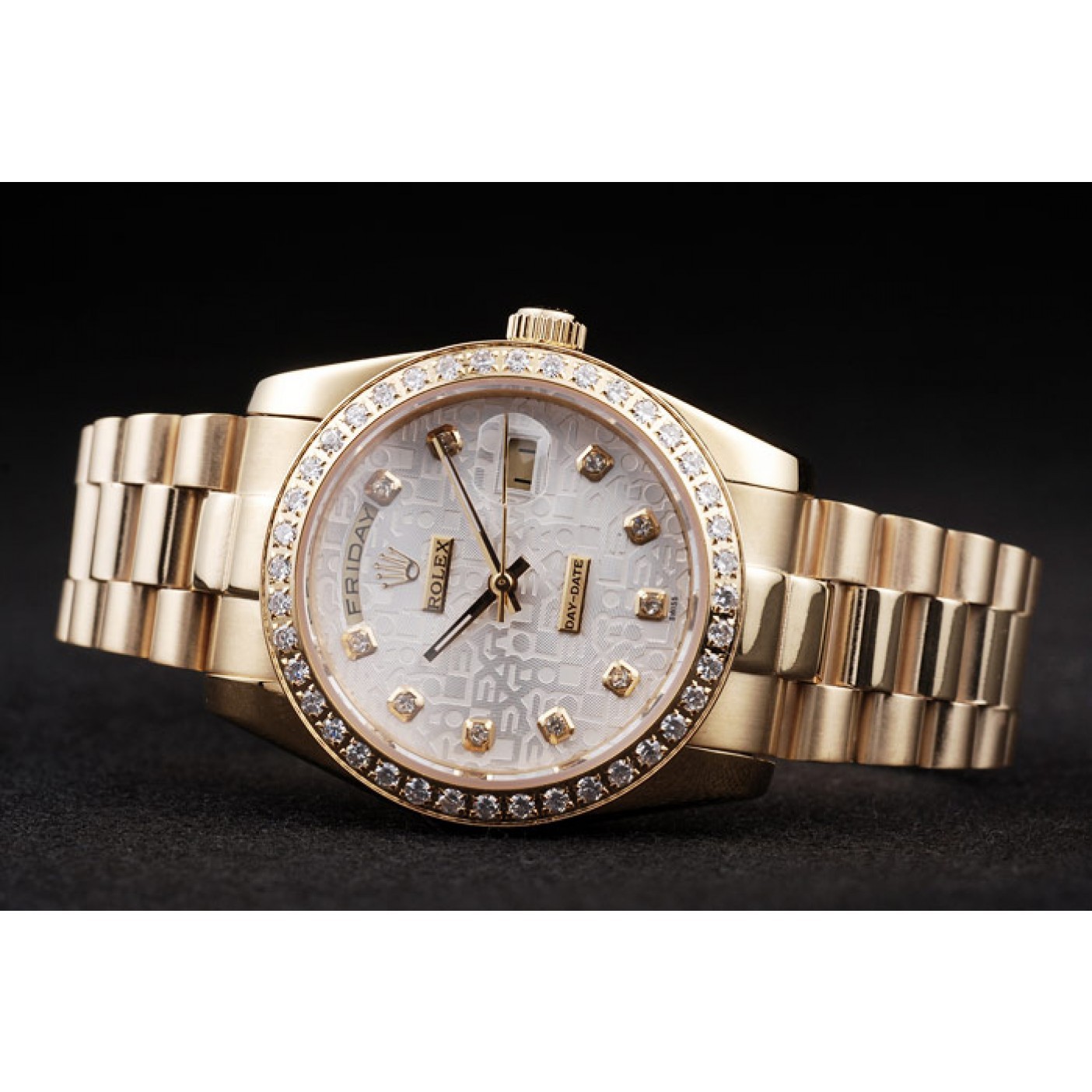 Rolex Day-Date 18k Yellow Gold Plated Stainless Steel White Dial