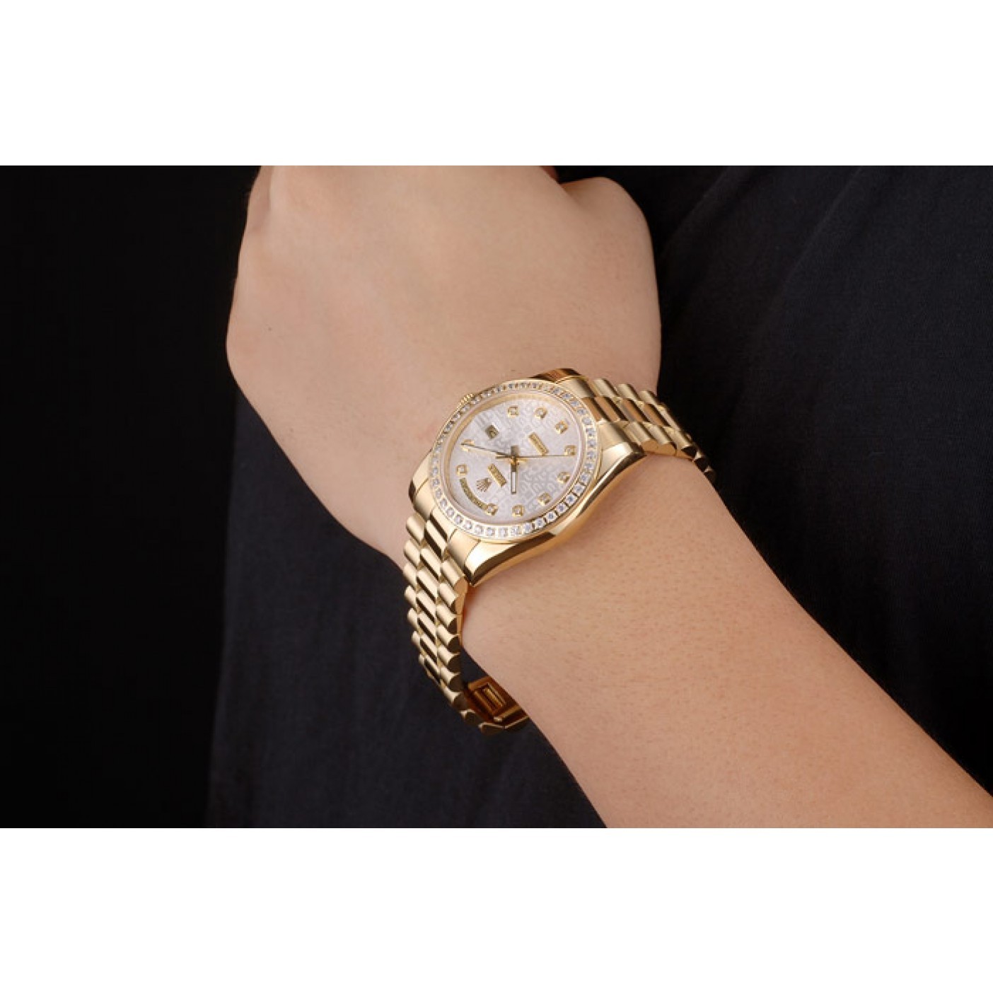 Rolex Day-Date 18k Yellow Gold Plated Stainless Steel White Dial