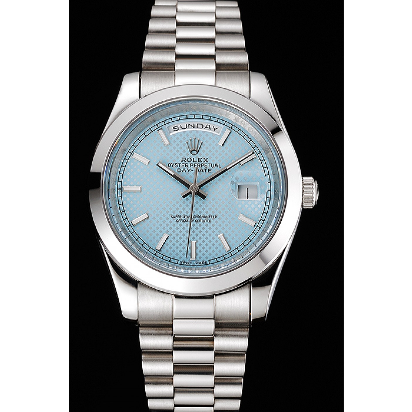 RepTime Watches Rolex Day Date 40 Ice Blue Dial Stainless Steel Case And Bracelet