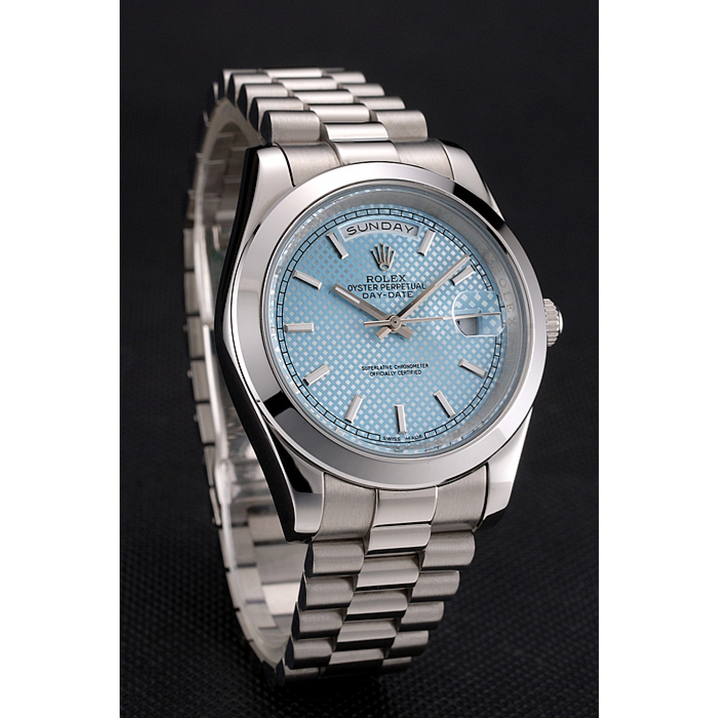 RepTime Watches Rolex Day Date 40 Ice Blue Dial Stainless Steel Case And Bracelet