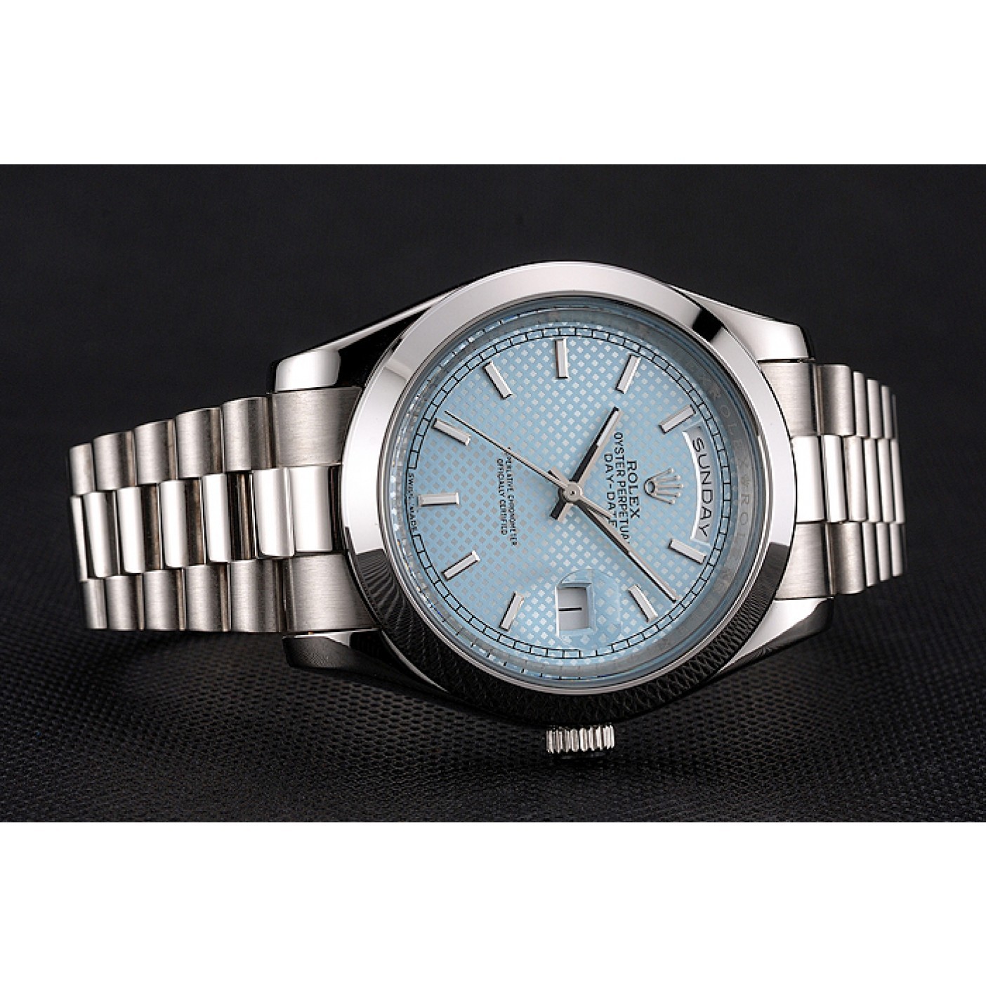 RepTime Watches Rolex Day Date 40 Ice Blue Dial Stainless Steel Case And Bracelet