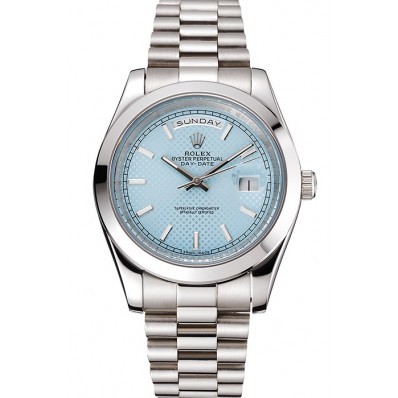 RepTime Watches Rolex Day Date 40 Ice Blue Dial Stainless Steel Case And Bracelet