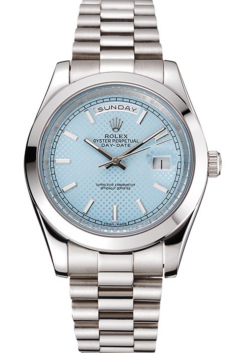 RepTime Watches Rolex Day Date 40 Ice Blue Dial Stainless Steel Case And Bracelet