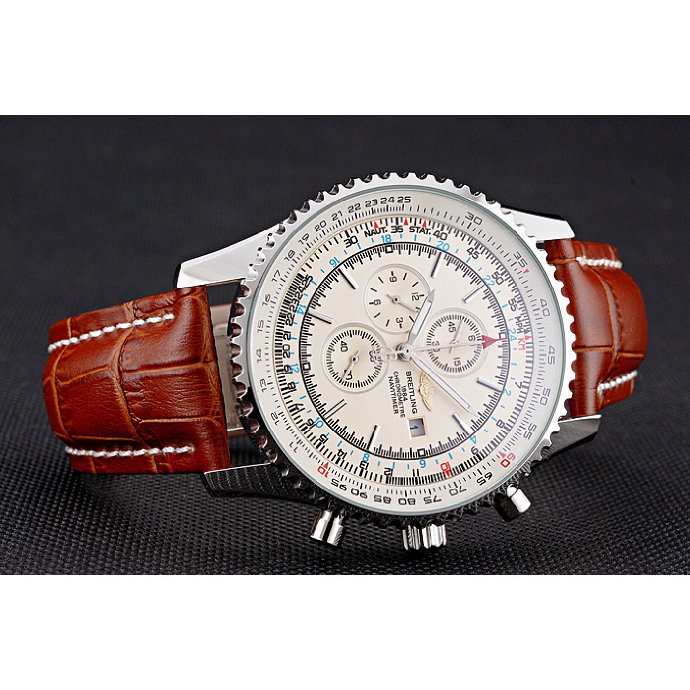 Breitling Navitimer World White Dial Brown Leather Bracelet 622514