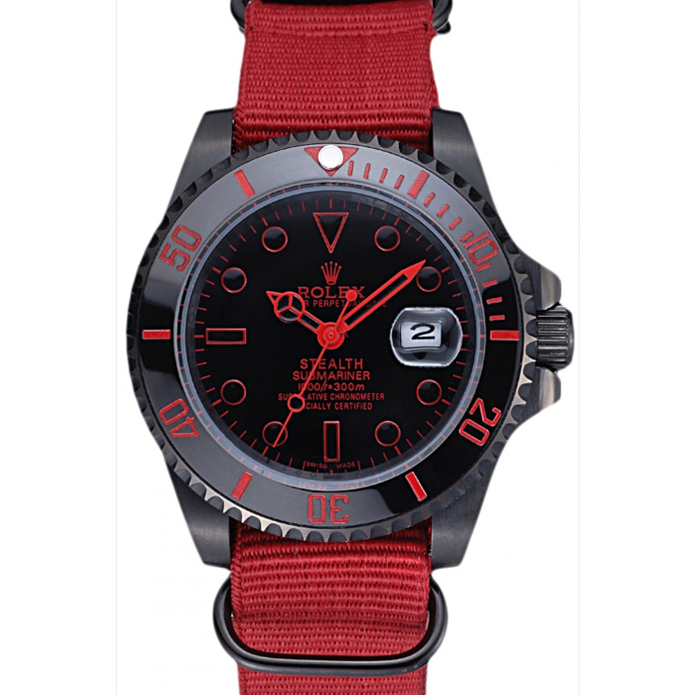 RepTime Watches Rolex Stealth Submariner Red Nylon Strap 622010