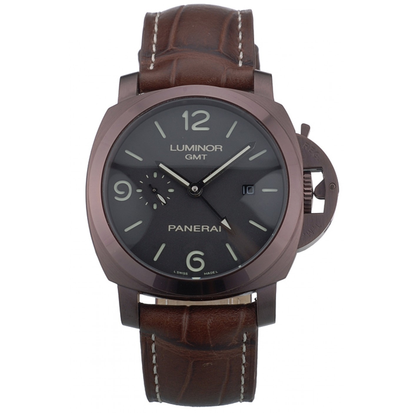 Panerai Luminor Brown Leather Strap Black Dial 80160