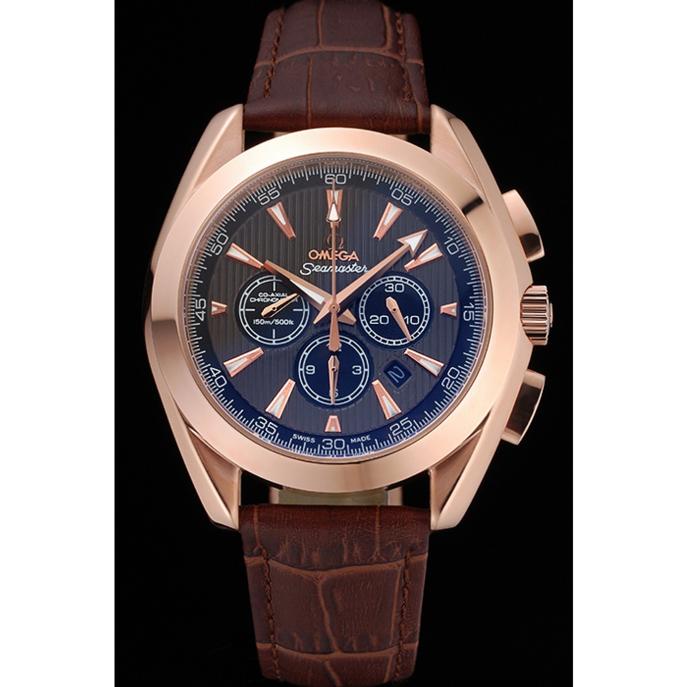 Omega Seamaster Aqua Terra Chronograph Teak-Black Dial Brown Leather Bracelet 622531