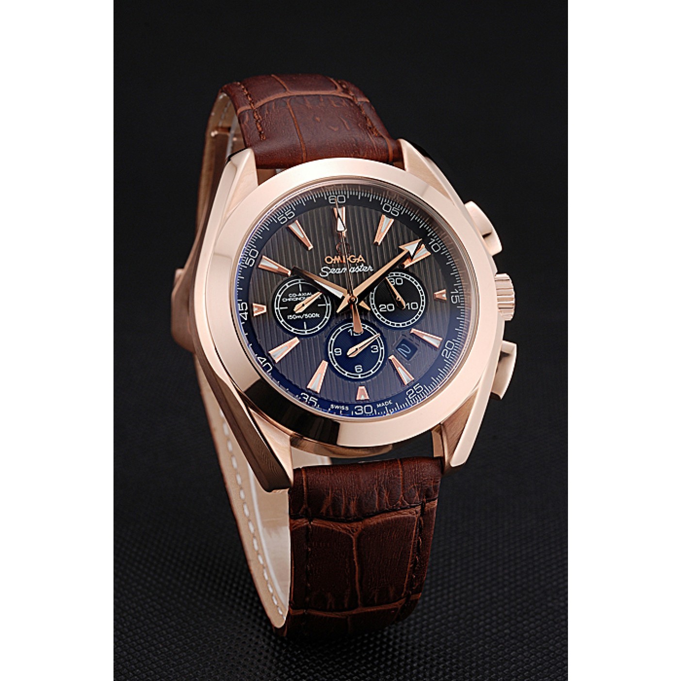 Omega Seamaster Aqua Terra Chronograph Teak-Black Dial Brown Leather Bracelet 622531