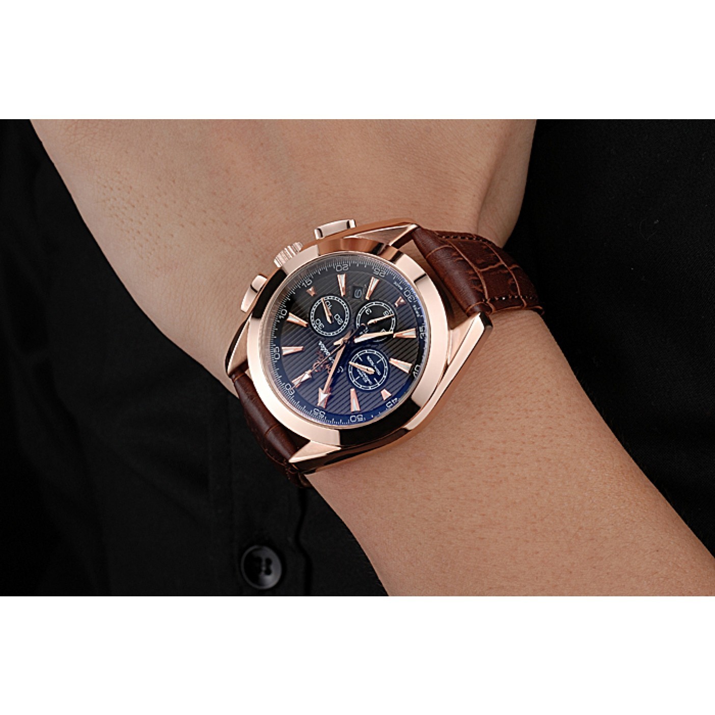 Omega Seamaster Aqua Terra Chronograph Teak-Black Dial Brown Leather Bracelet 622531