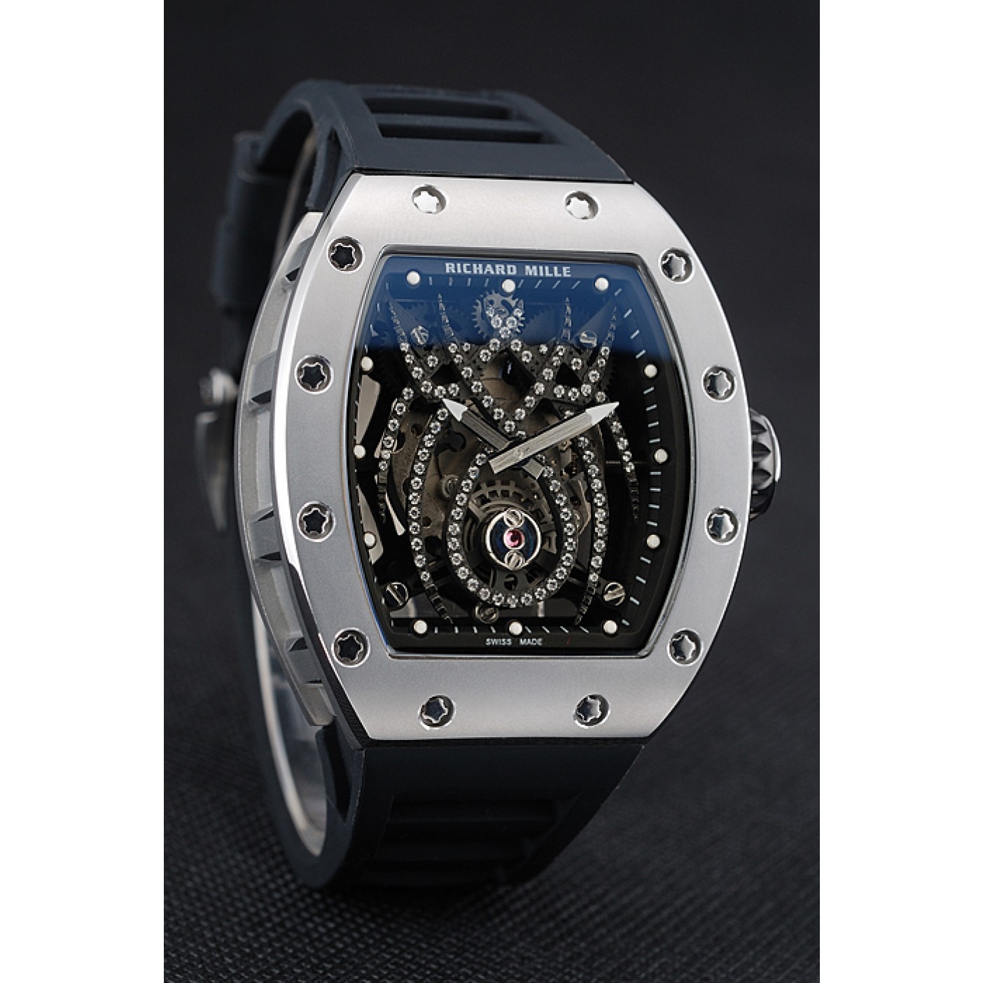 Richard Mille Tourbillion Spider RM 19-01 Silver Case Black Rubber Bracelet 1454256