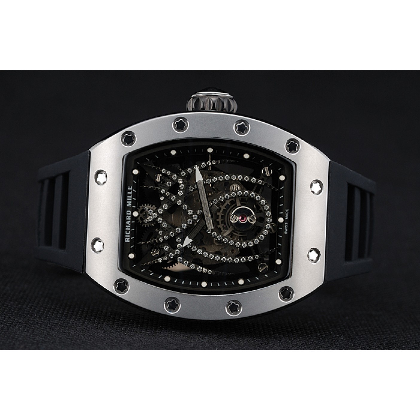 Richard Mille Tourbillion Spider RM 19-01 Silver Case Black Rubber Bracelet 1454256