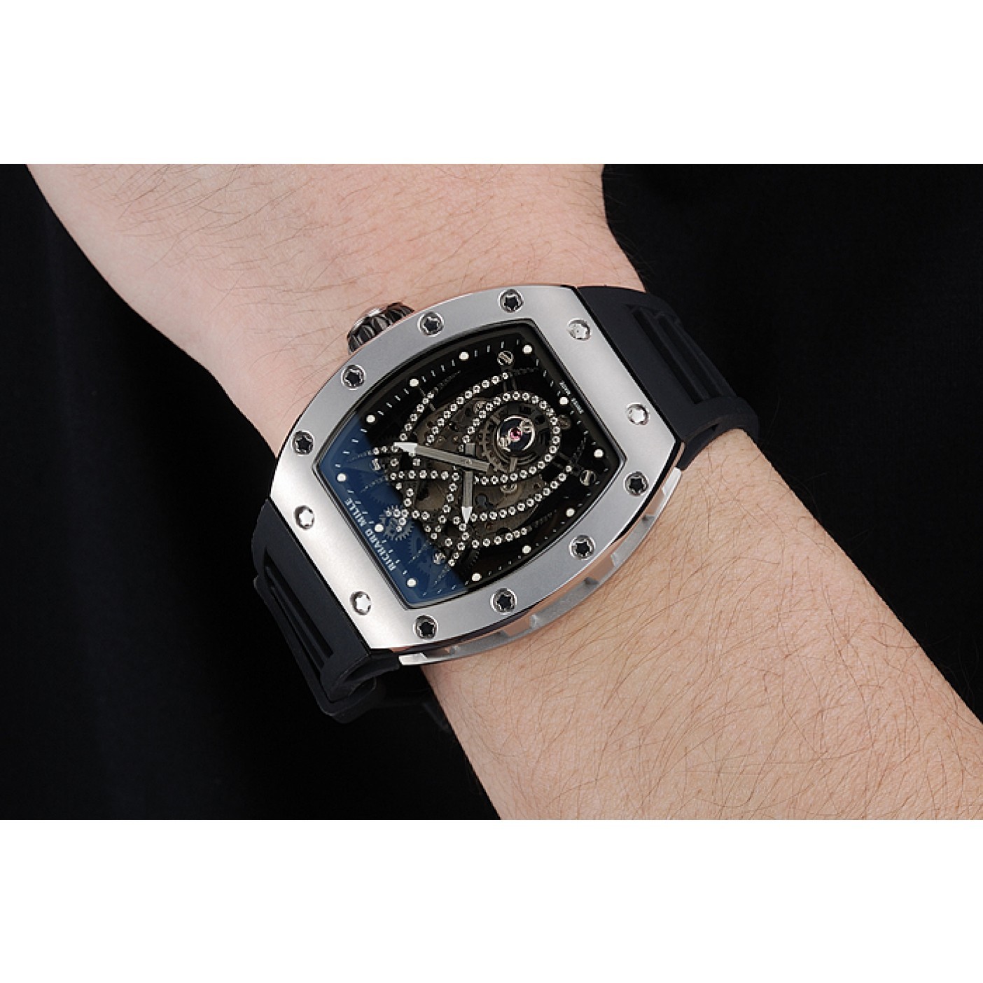 Richard Mille Tourbillion Spider RM 19-01 Silver Case Black Rubber Bracelet 1454256