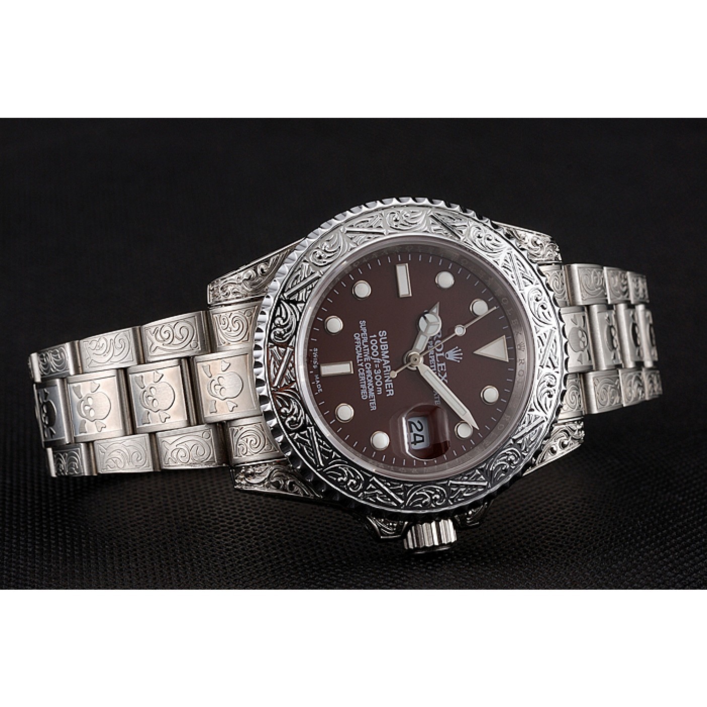 Swiss Rolex Submariner Skull Limited Edition Brown Dial White Case And Bracelet 1454092