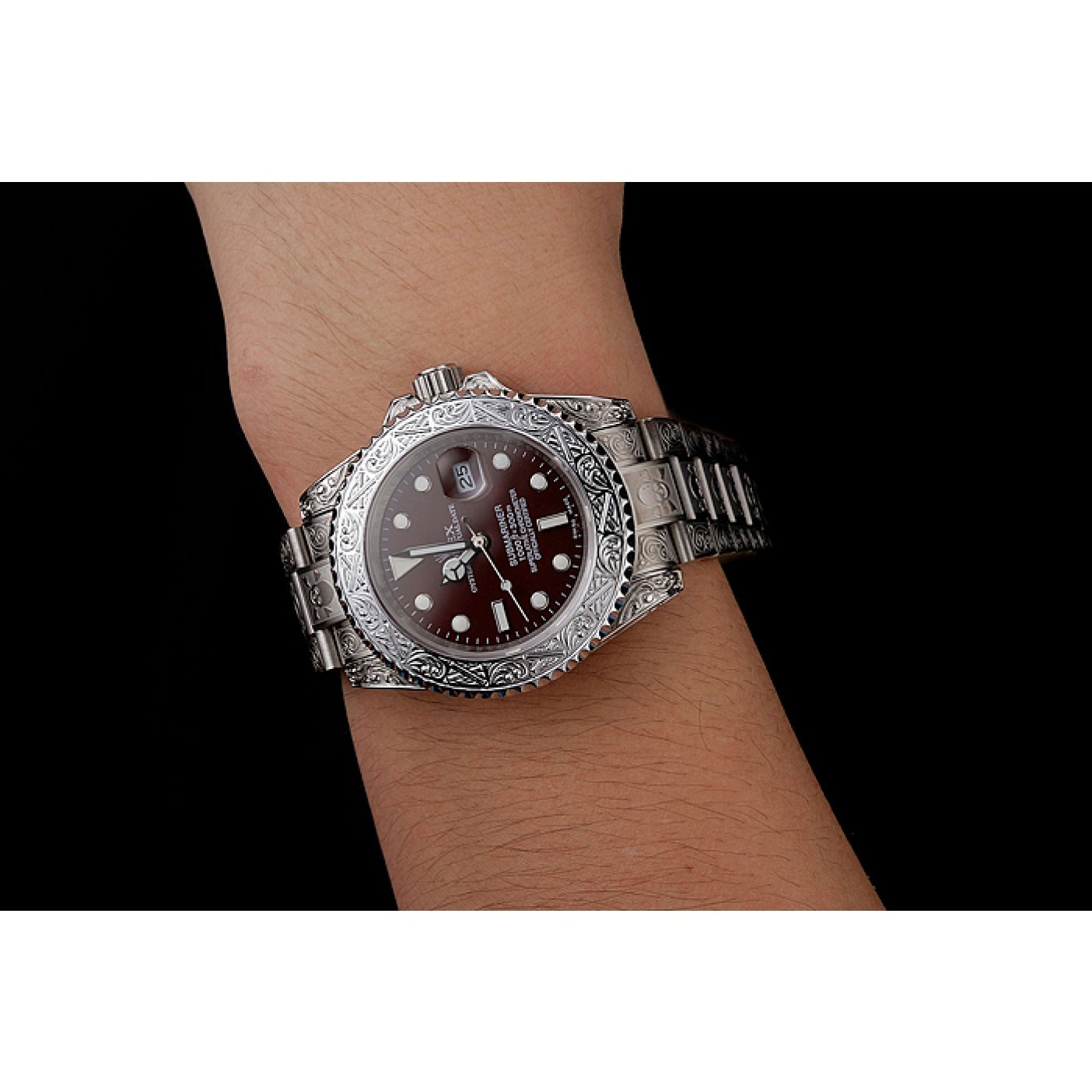 Swiss Rolex Submariner Skull Limited Edition Brown Dial White Case And Bracelet 1454092