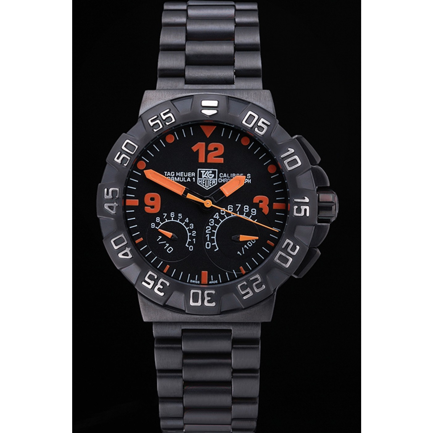 Tag Heuer Formula One Calibre S Black Dial Orange Numerals Ion Plated Steinless Steel Bracelet 622300