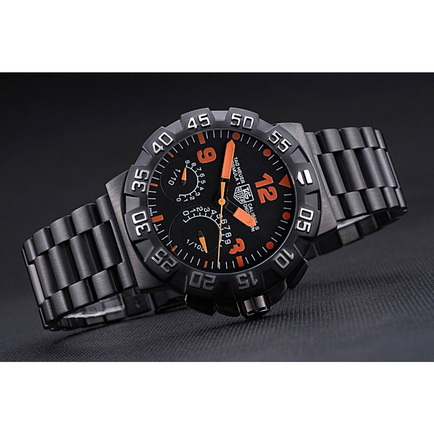 Tag Heuer Formula One Calibre S Black Dial Orange Numerals Ion Plated Steinless Steel Bracelet 622300