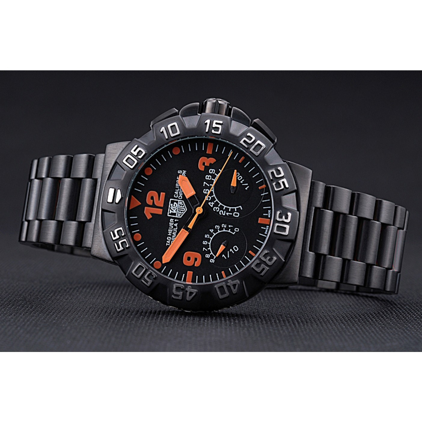 Tag Heuer Formula One Calibre S Black Dial Orange Numerals Ion Plated Steinless Steel Bracelet 622300