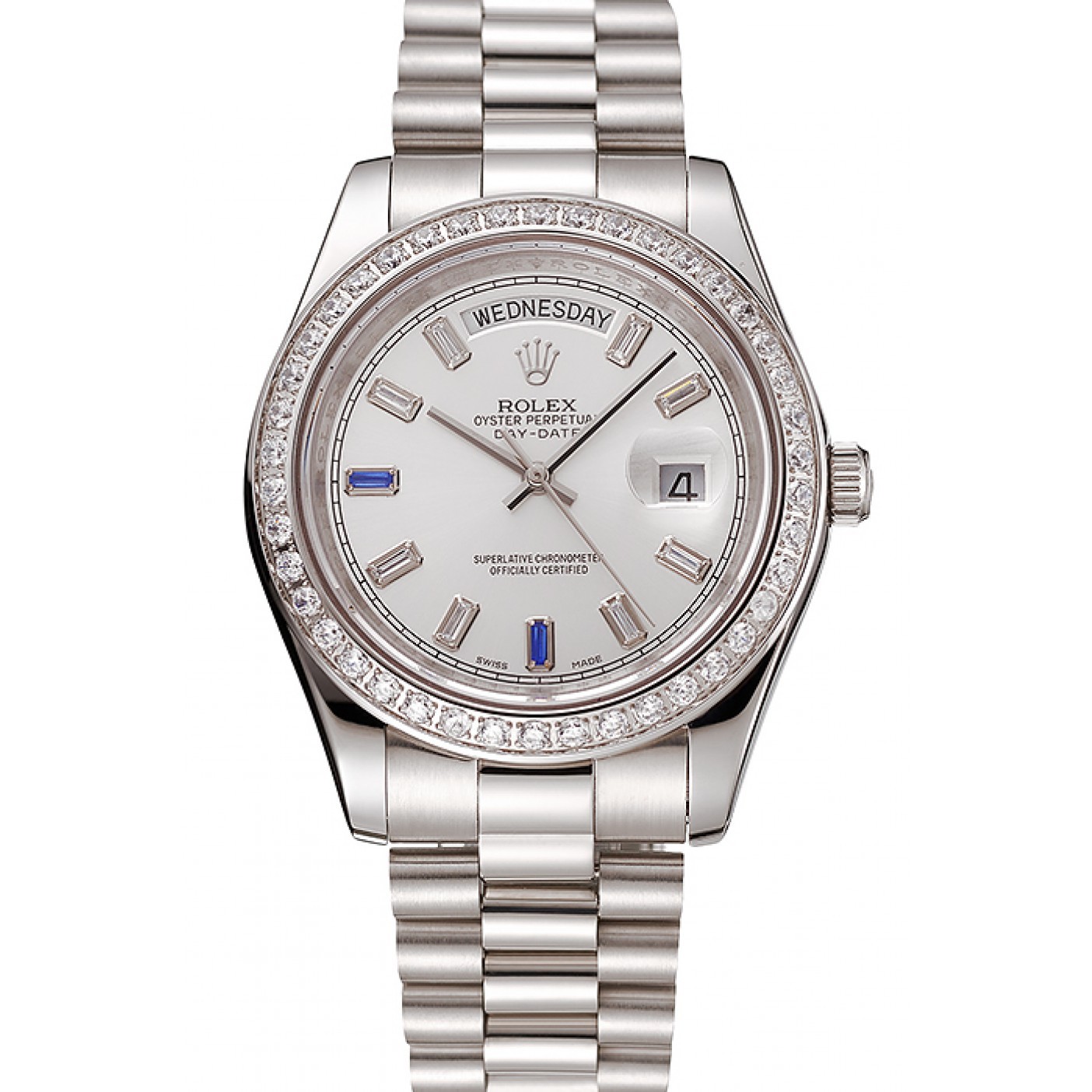 Swiss Rolex Day-Date Diamonds Bezel Staineless Steel Bracelet 1454109